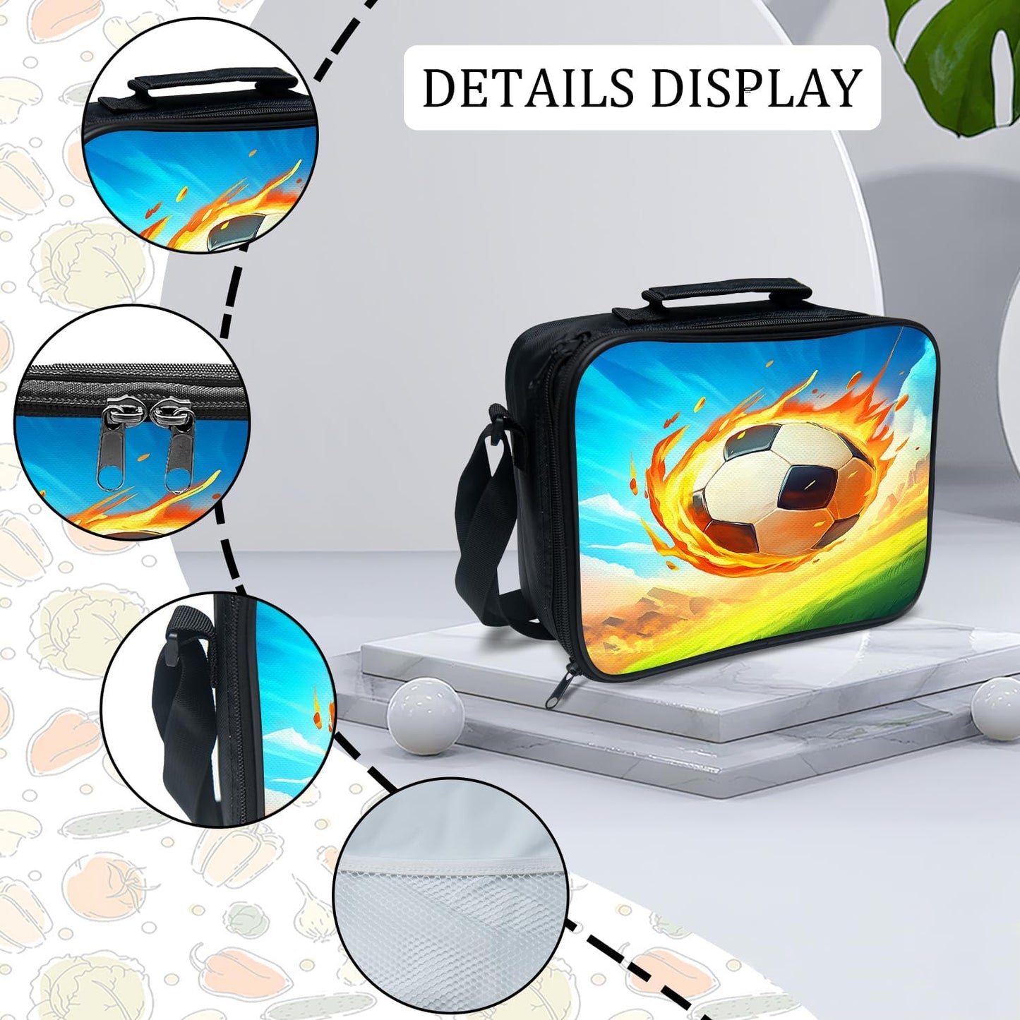 Soccer Backpack School Bag 3PCS Backpack 16 Inch with Lunch Bag Set Lightweight for Teen Boys Girls Kids Elementary Middle School