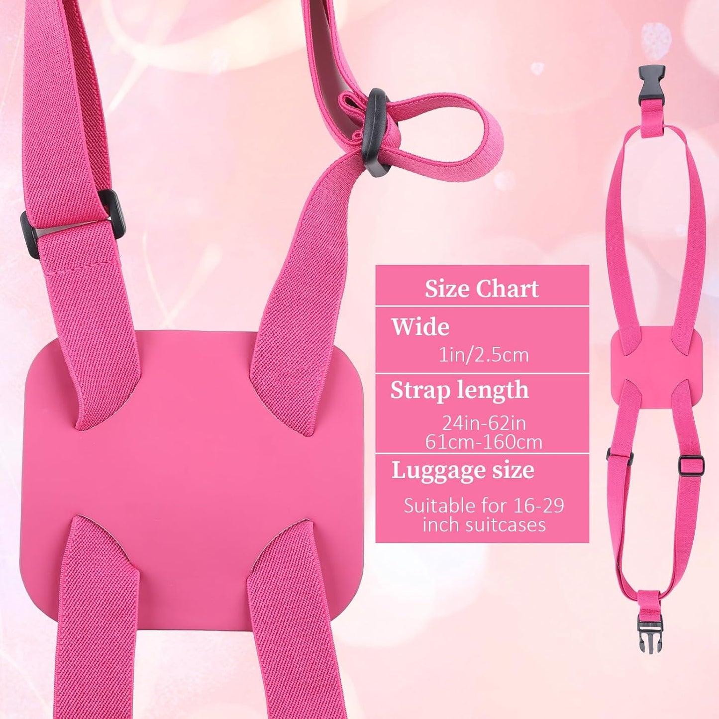 Luggage Strap for Suitcases, Luggage Straps - Add a Bag Travel Bag Bungee Belt Portable Bungee Belt Add a Bags Luggages Connector Straps Adjustable Suitcase Belts for Travel (Rose Pink)
