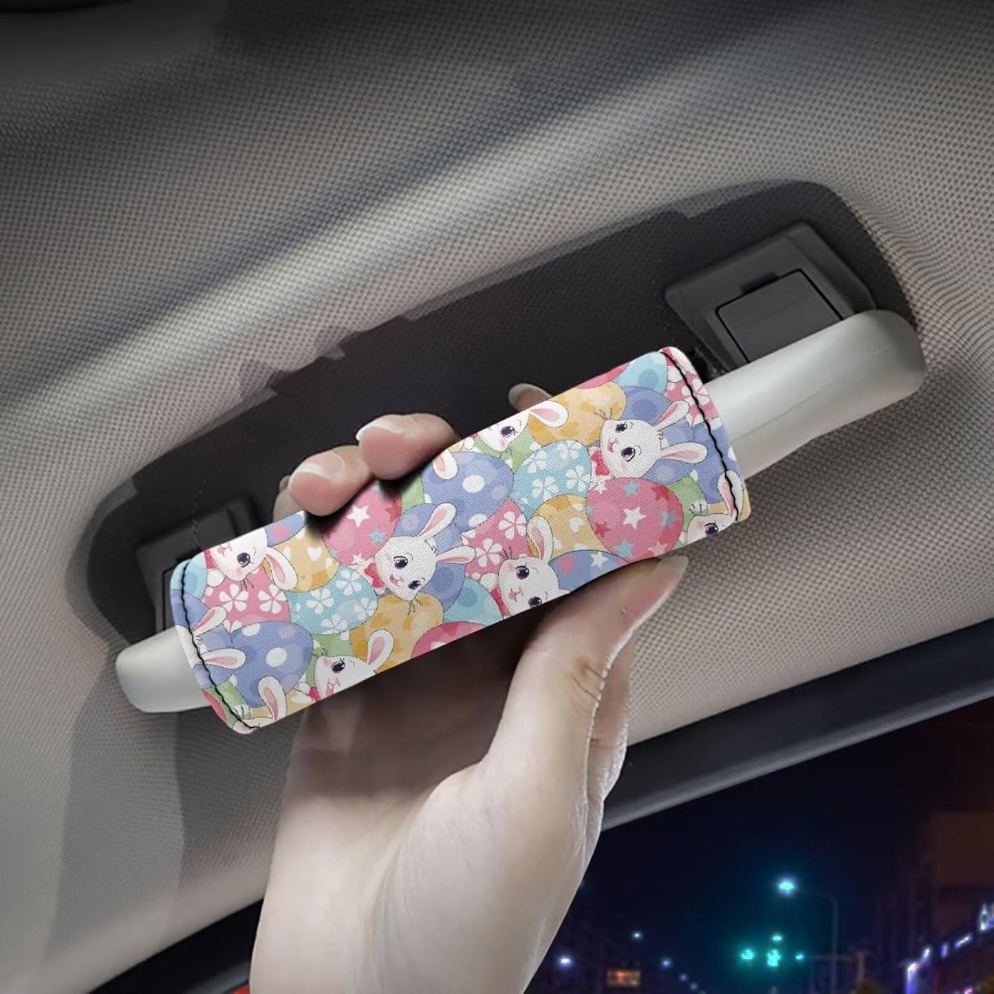 Cartoon Bunny Luggage Grip Gloves Eggs Luggage Handle Wrap Cute Suitcase Protective Handle Cover Set of 2 Pcs,Lovely Identifiers Marker Grips Protector