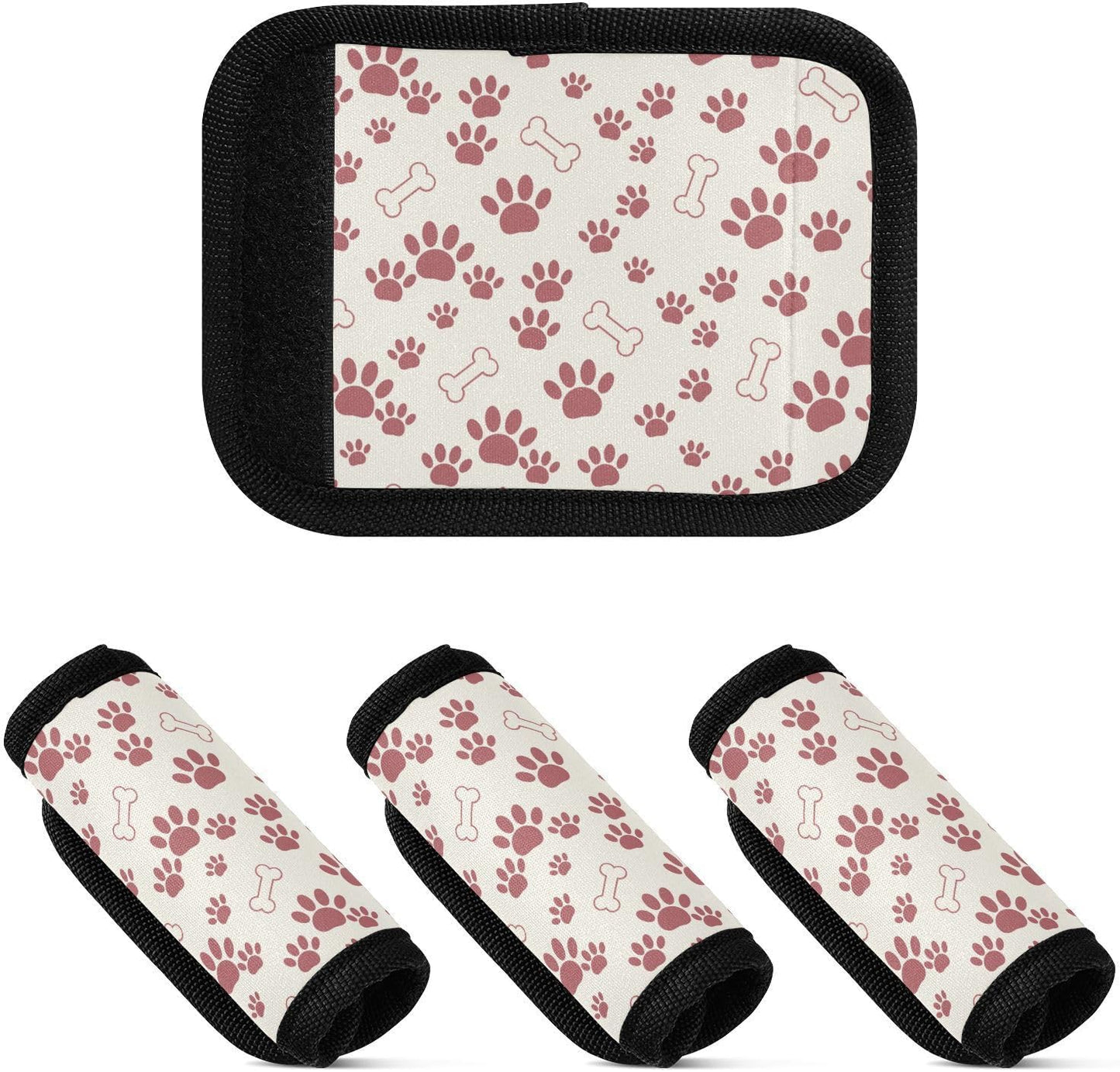 Dog Paw Bone 2 Pack Luggage Handle Wrap for Suitcase Luggage Identifier Travel Tags Handle