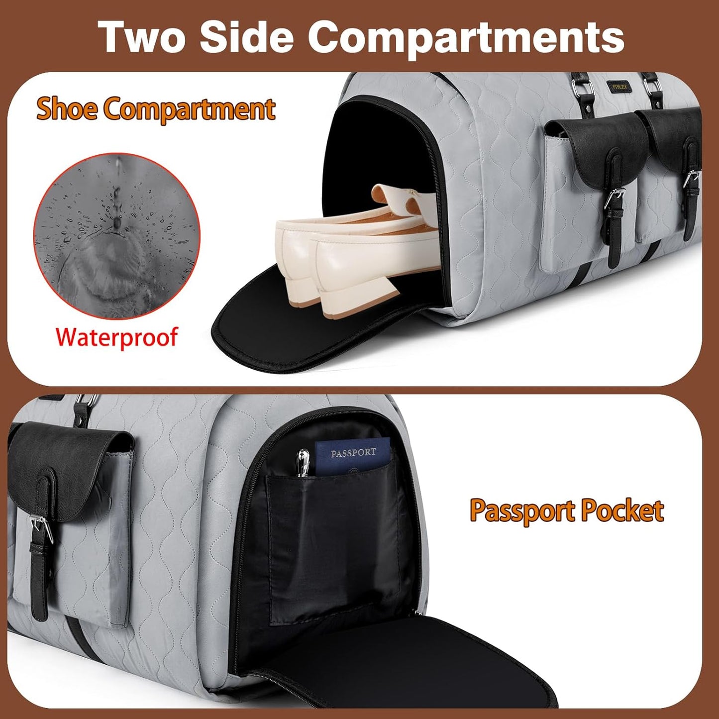 Garment Duffel Bag for Travel - ITIEZY Convertible Carry on Garment Duffel Travel Bag for Women Men Large Weekender Bag with Shoes Pouch 2 in 1 Hanging Suit Travel Duffel Bag 3pcs Set