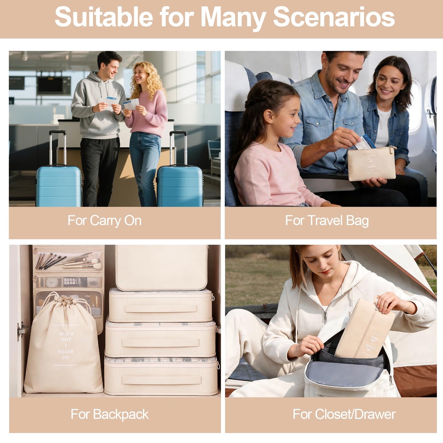 8 Set Packing Cubes for Travel,Suitcase Organizer Bags for Luggage with Shoe & Hanging Toiletry