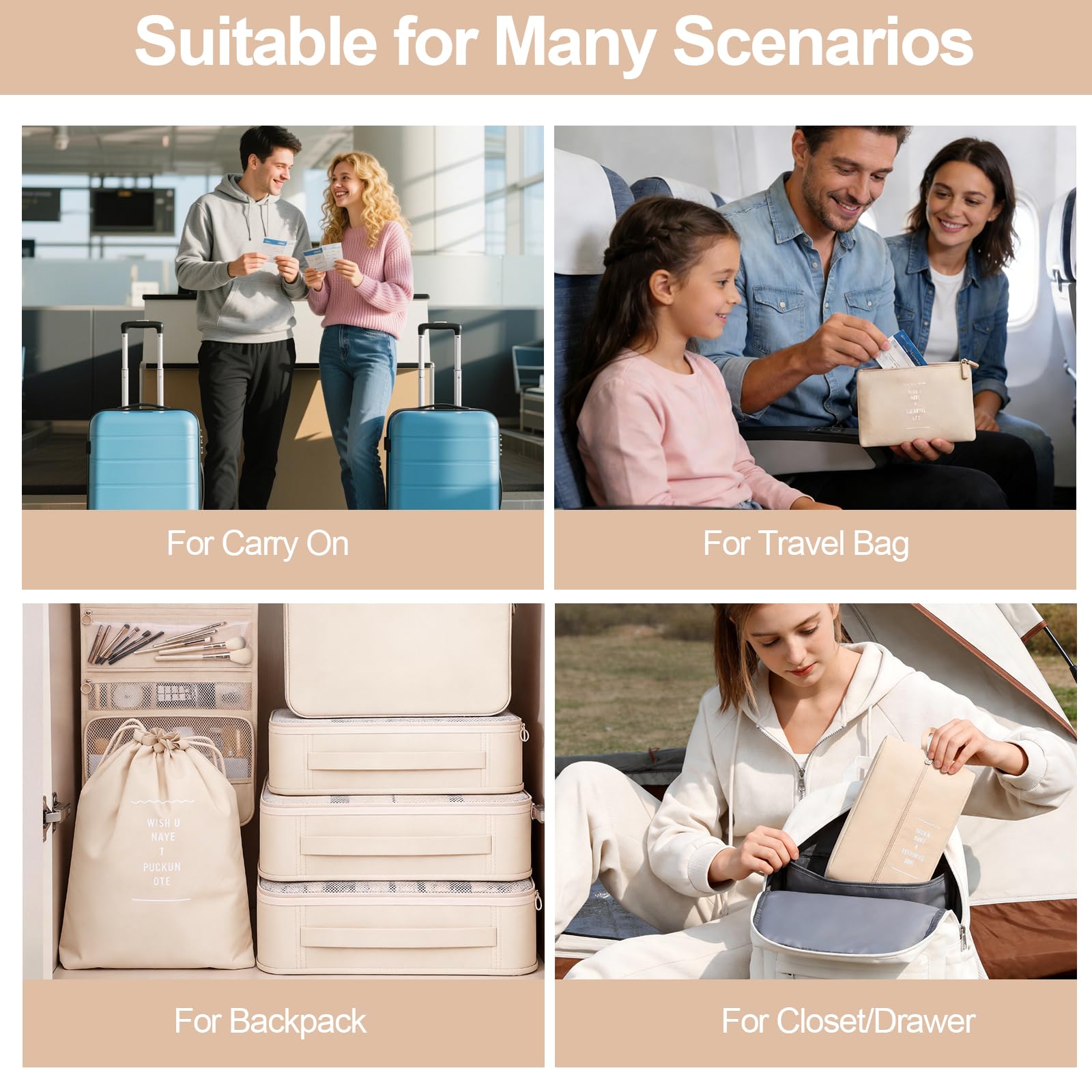 8 Set Packing Cubes for Travel,Suitcase Organizer Bags for Luggage with Shoe & Hanging Toiletry
