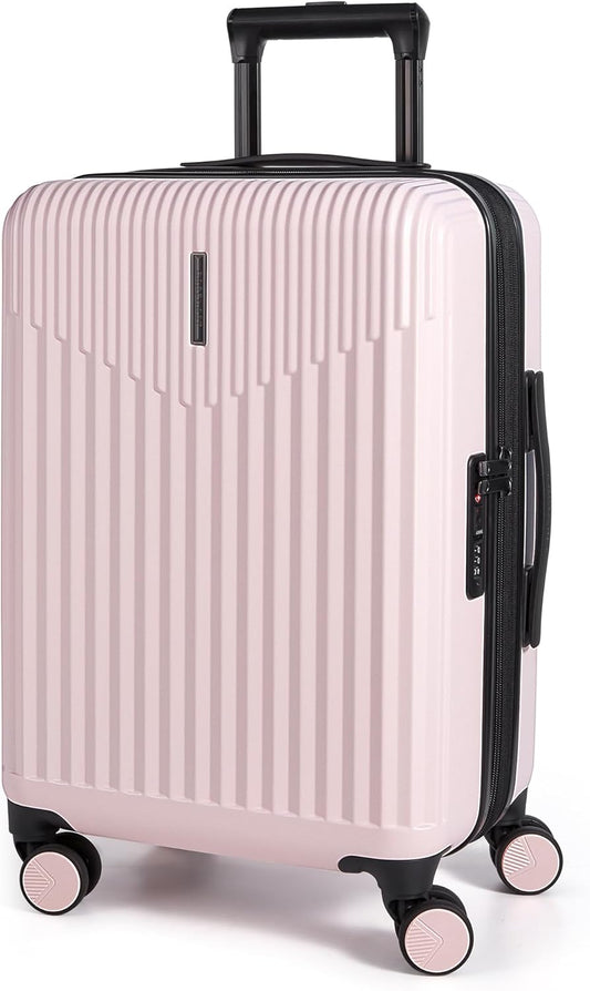 BAGSMART Carry On Luggage 22x14x9 Airline Approved with Spinner Wheels,100% PC Hardside Expandable Luggage with TSA Lock for Trips, 20 Inch Rolling Suitcases for Men Women,BlackPink