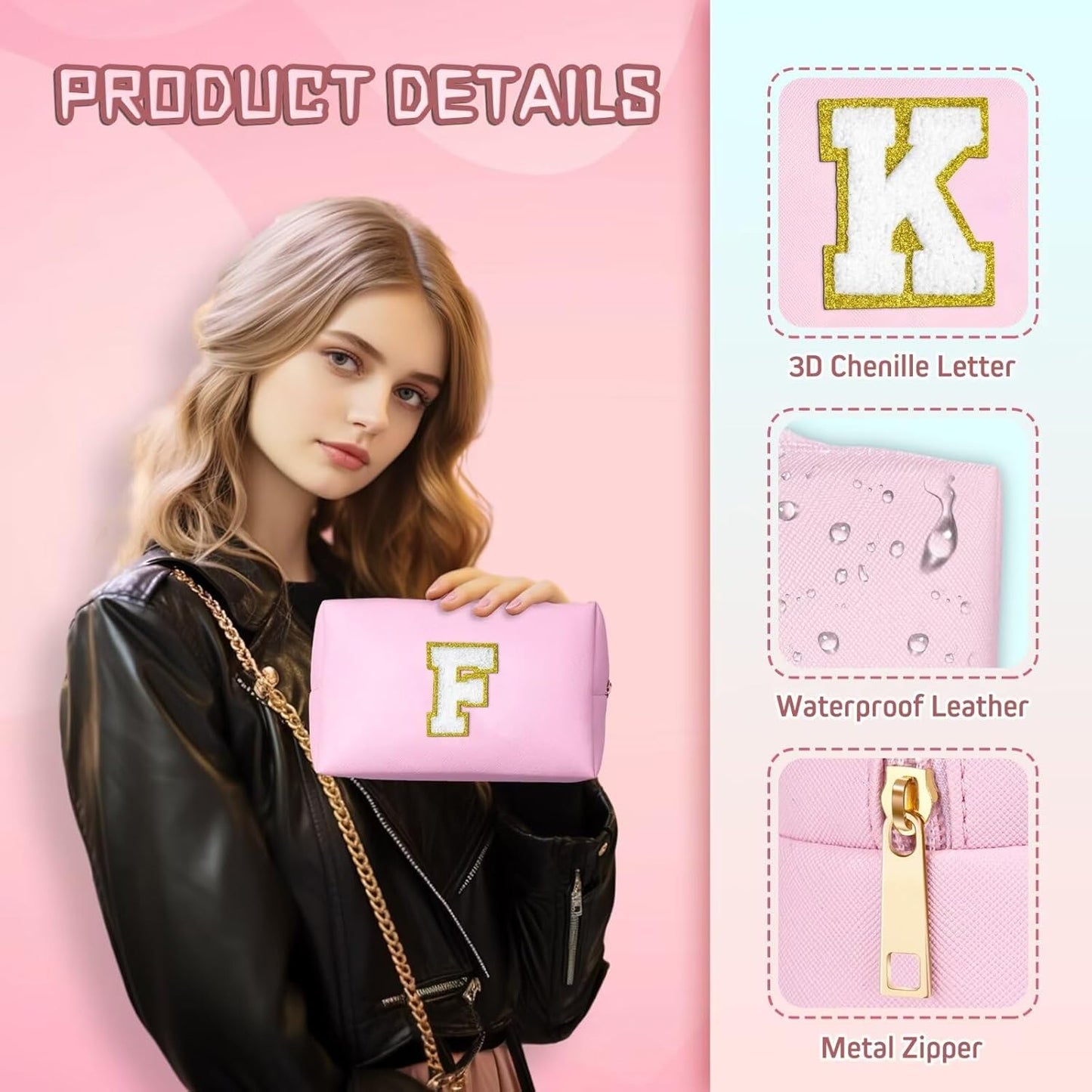 TOPEAST Sister Gifts from Sisters - Travel Makeup Bag, Personalized Initial Toiletry Bag | Cute