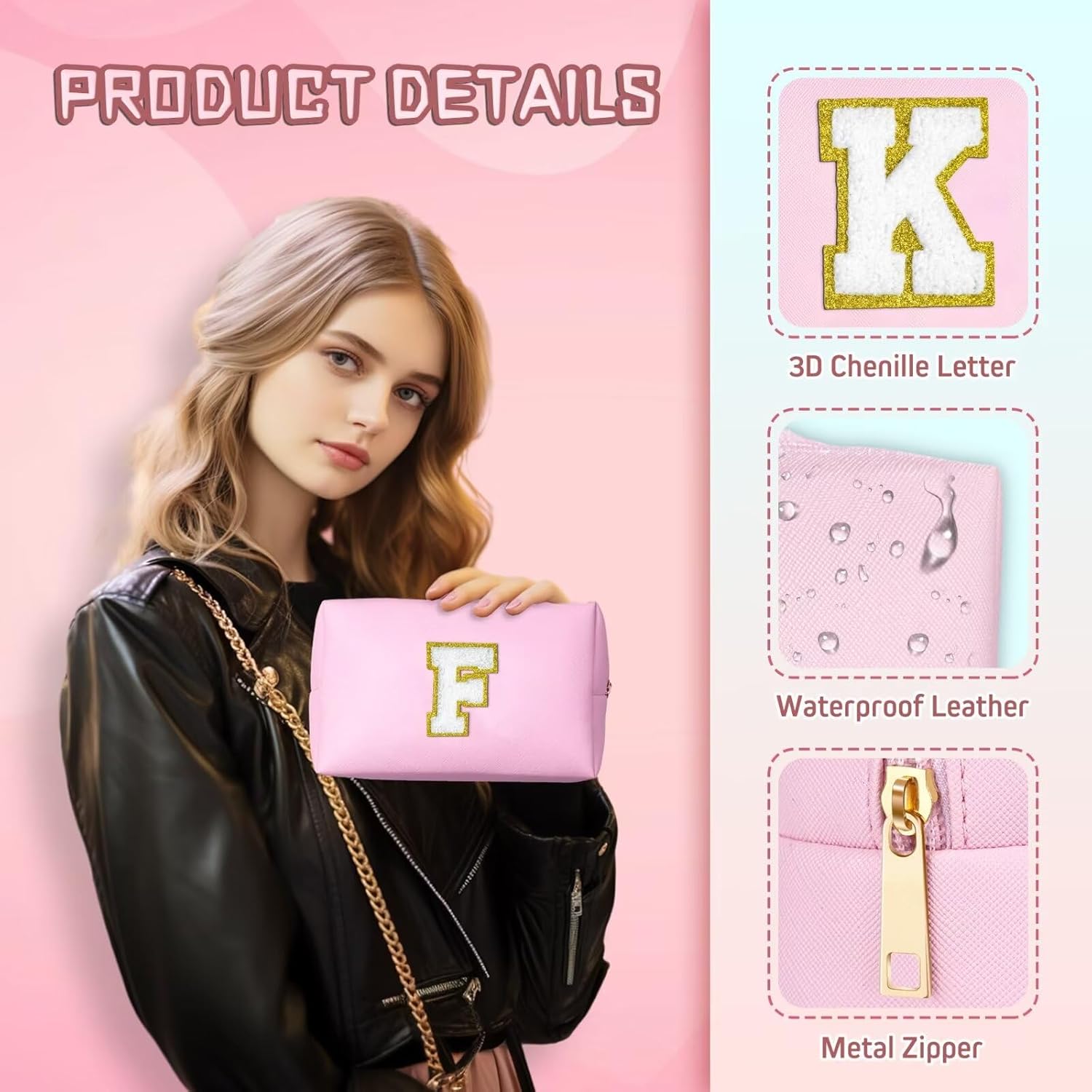 TOPEAST Sister Gifts from Sisters - Travel Makeup Bag, Personalized Initial Toiletry Bag | Cute
