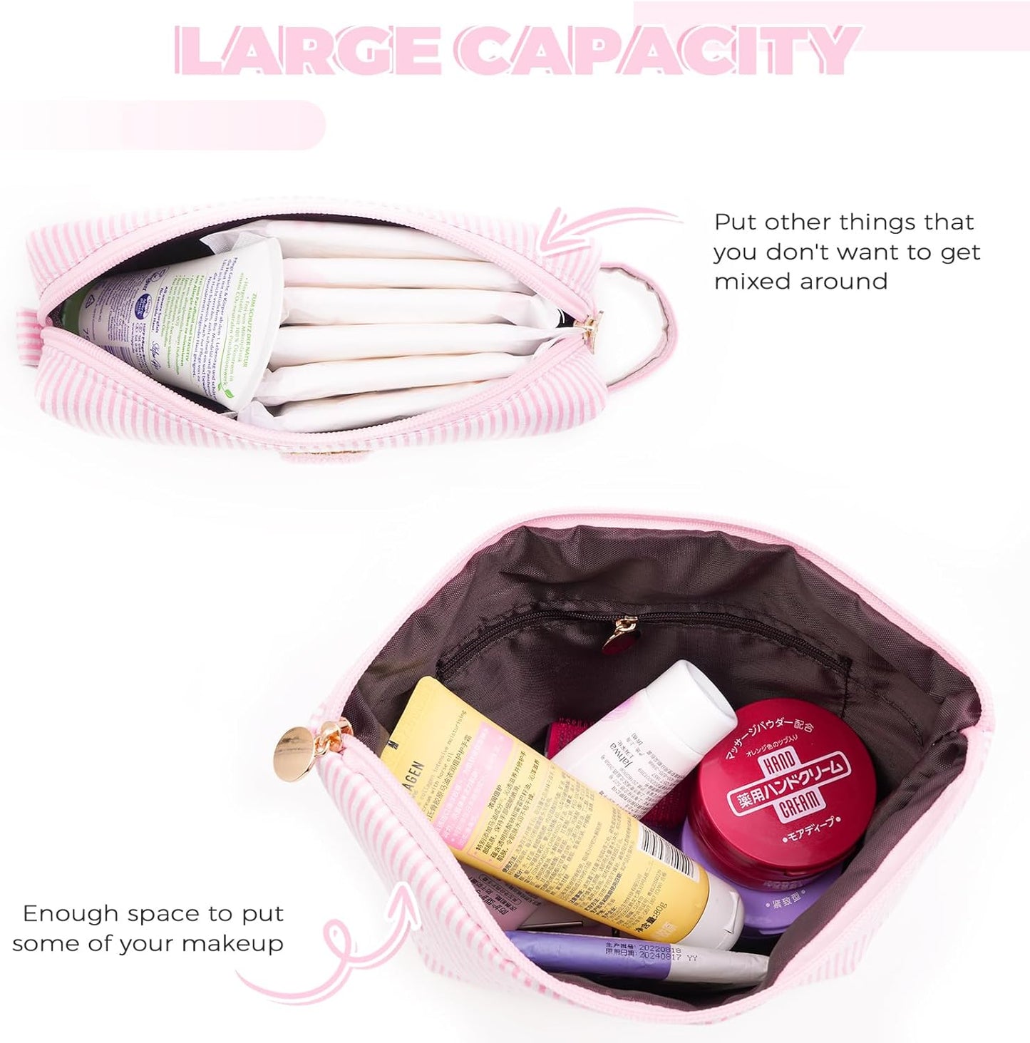 Bridesmaid Gifts Wedding Day - Bridal Shower Gifts,Maid of Honor Gifts,Initials Makeup Bag Set
