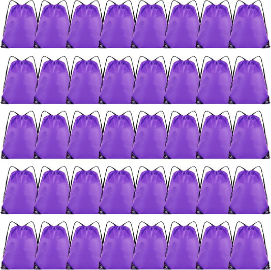40 Pieces Drawstring Backpack Bulk Cinch Sackpack Ployster Drawstring Bags for Gym Party Trip(Purple)