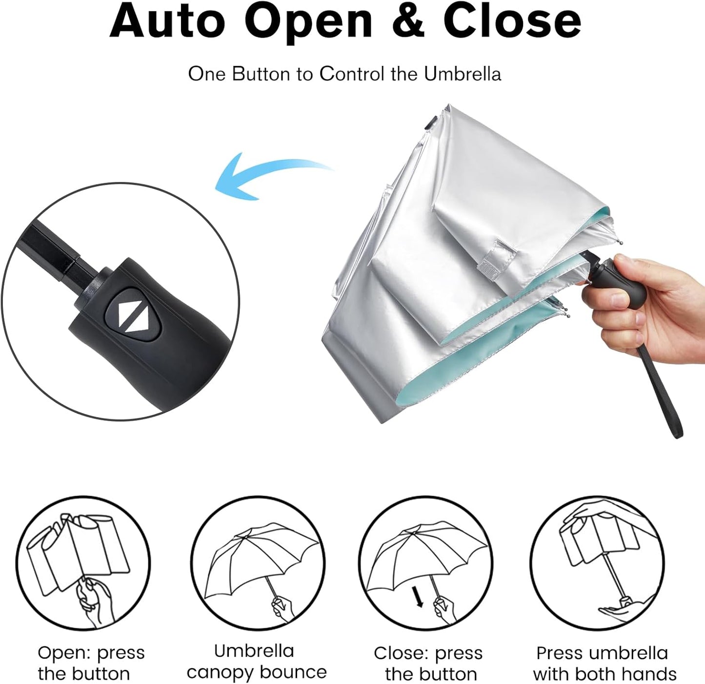 G4Free Mini Ultralight Umbrella UPF 50+ UV Protection Compact Lightweight Travel Umbrella Super Slim Small Portable Automatic Open and Close,40 Inch
