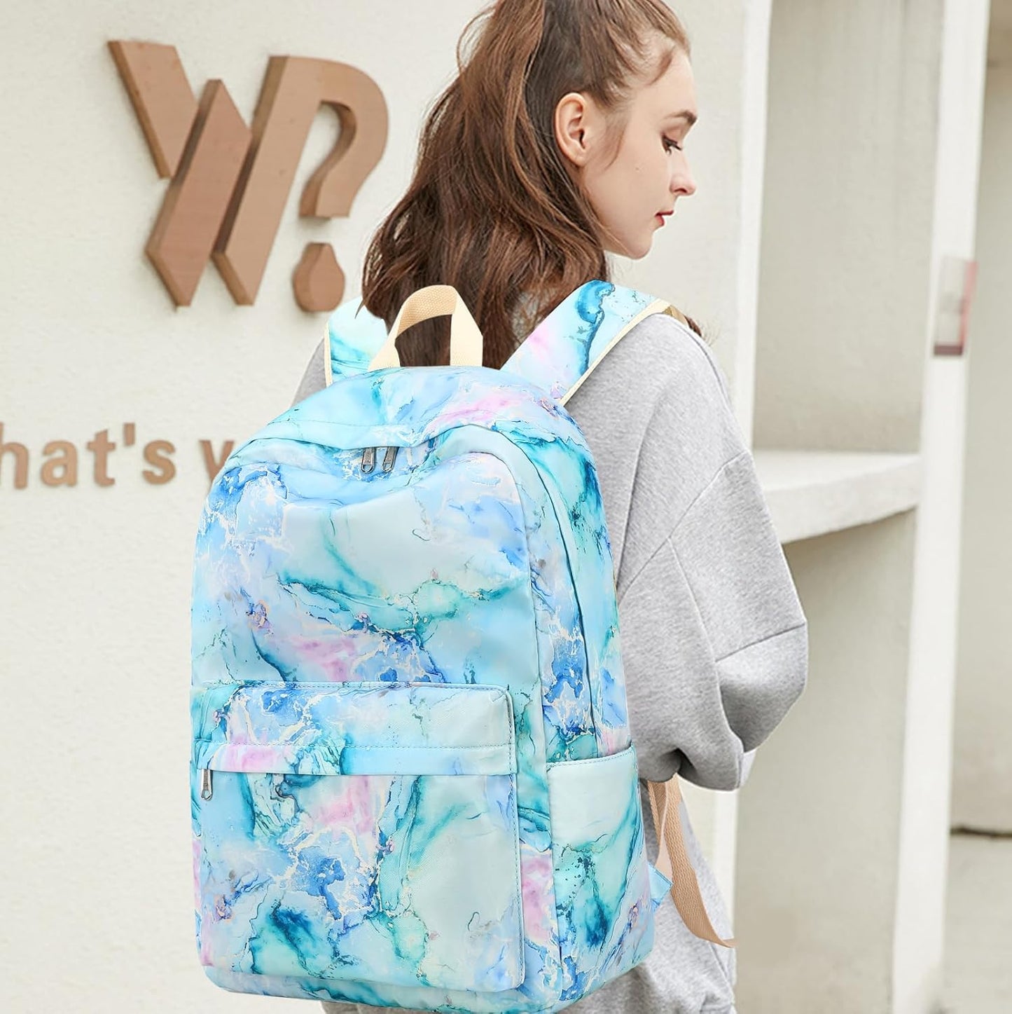 LEDAOU Backpack for Girls School Bag Kids Bookbag Teen Backpack Set Daypack with Lunch Bag and Pencil Case