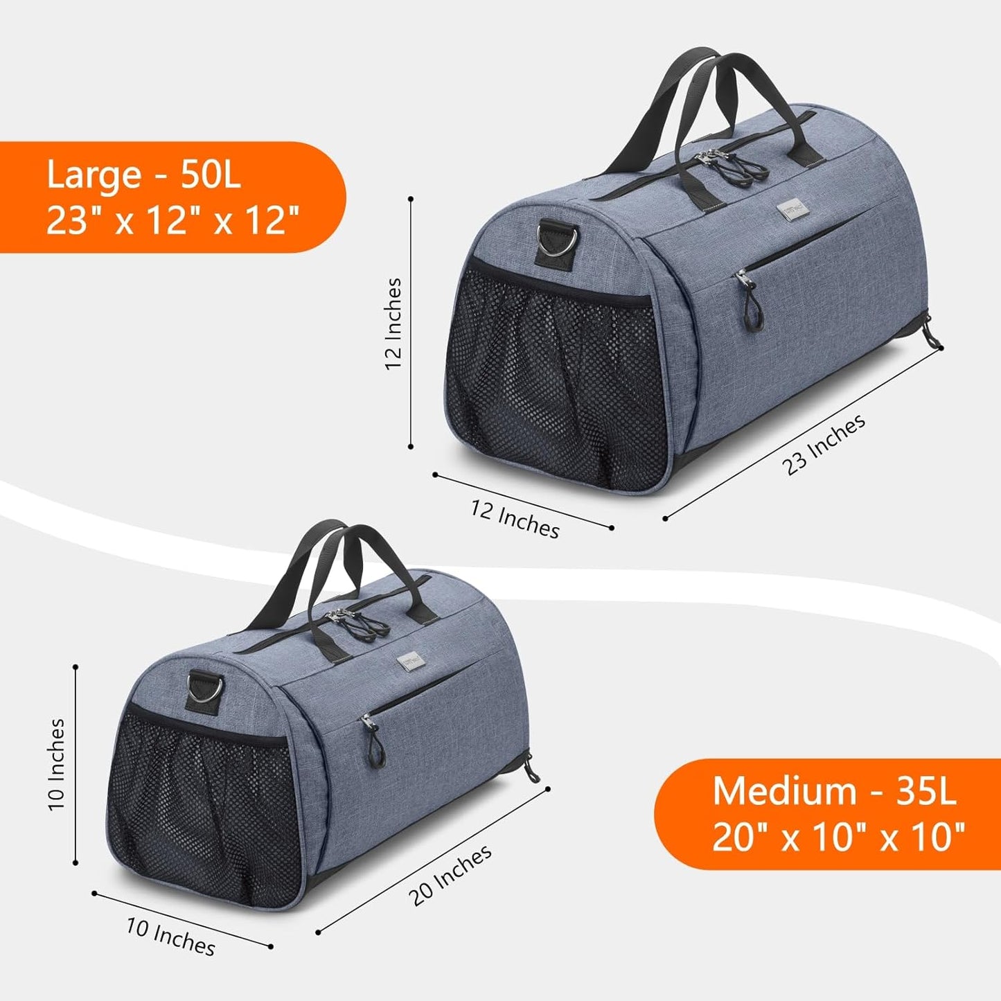 TOPDesign Gym Bag for Women & Men, Unisex Duffel Bag with Shoe Compartment & Wet Pocket for Travel Sports Gym (L Textured Blue)