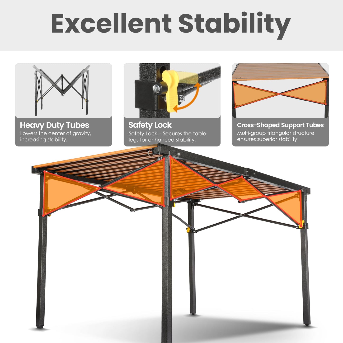 Join Nature 46.4" Large Camping Table for 2-6 People, Heavy Duty Foldable