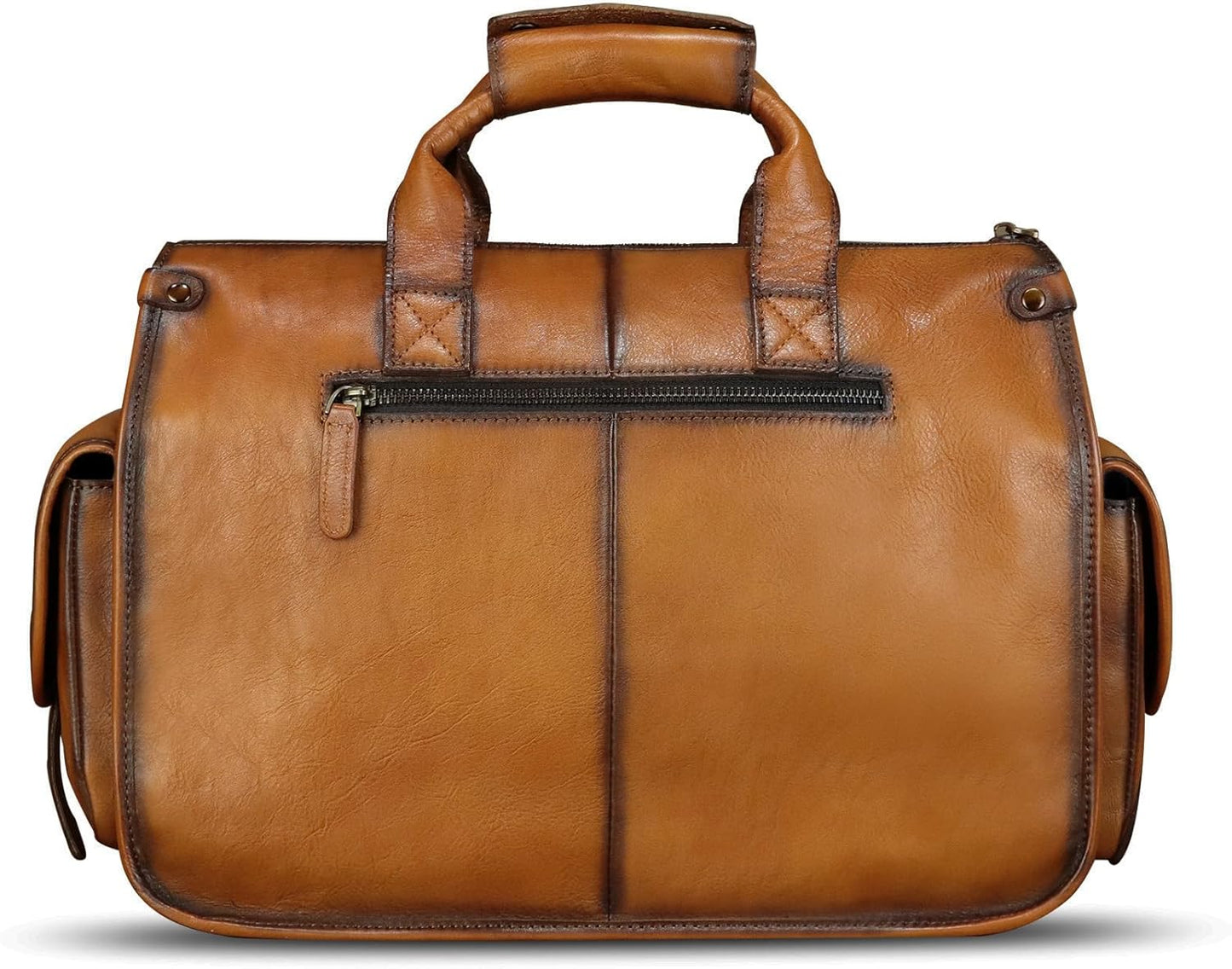 Genuine Leather Messenger Bag and Briefcase Purse for Men Real Leather Shoulder Bag Top Handle Satchel Purse for Laptop Strap
