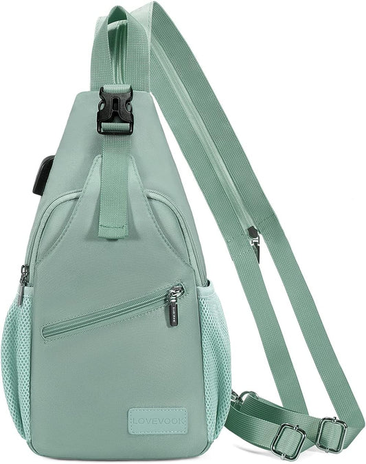 LOVEVOOK Sling Bag for Women Casual Daypack Nylon Crossbody Sling Backpack Travel Shoulder Bag Hiking Daypack