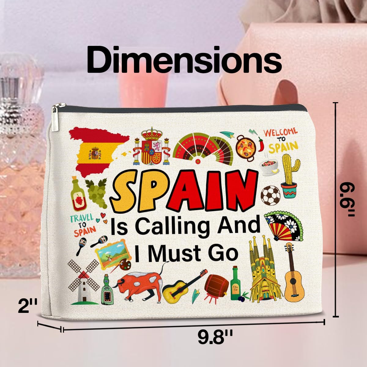 Spain Travel Gifts Makeup Bag - Spain Lover Cosmetic Bag Zipper Pouch