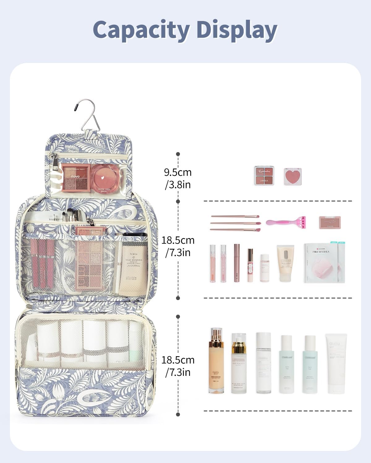 Narwey Small Hanging Travel Toiletry Bag for Women, Travel Bag for Toiletries, Makeup Bag Organizer