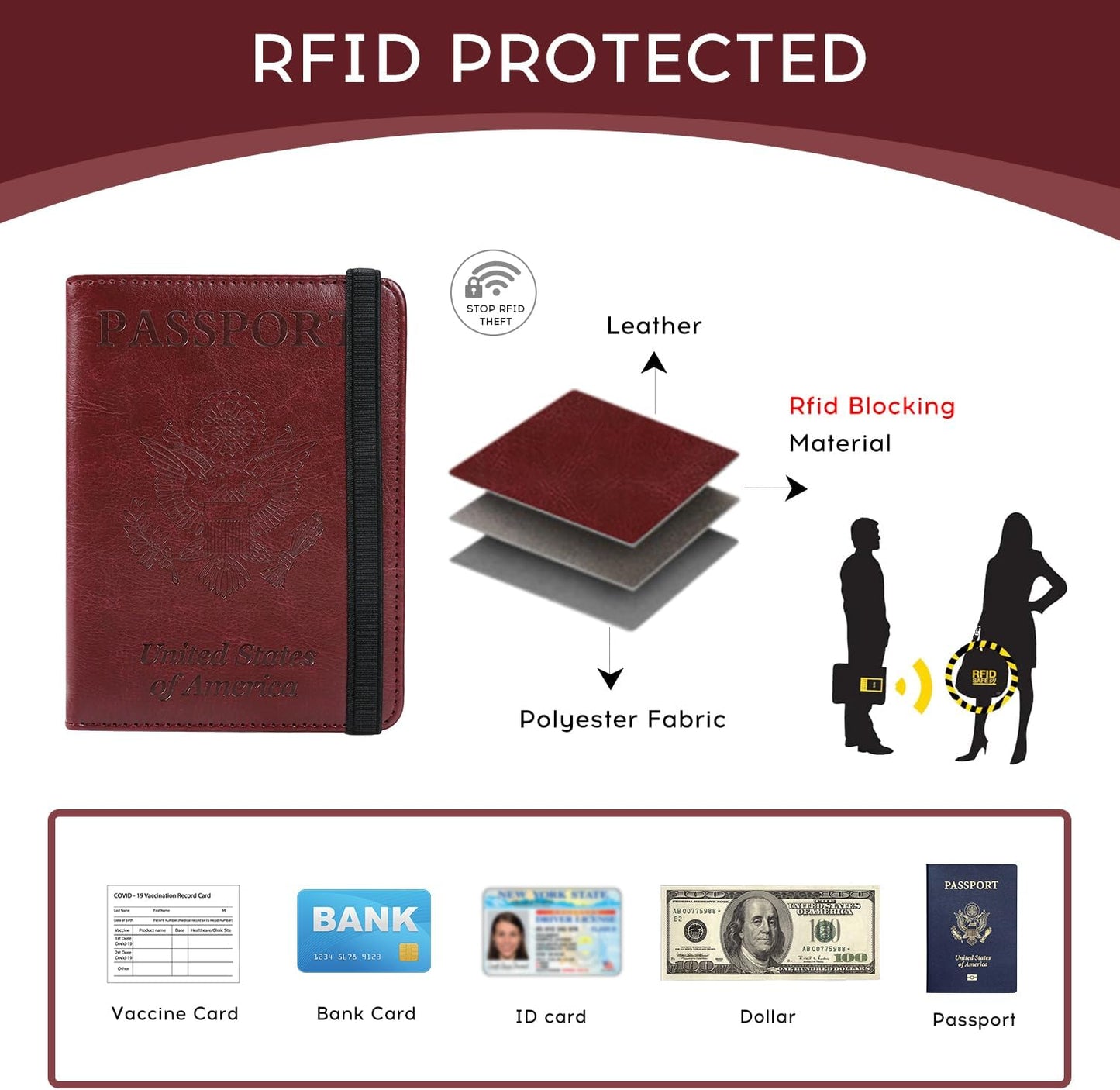 ILIYAH-Passport Cover-Passport Holder for Travel Women/Men Passport Wallet Case Travel Accessories Card Holder Wallet Unisex Travel Gifts(Burgundy)