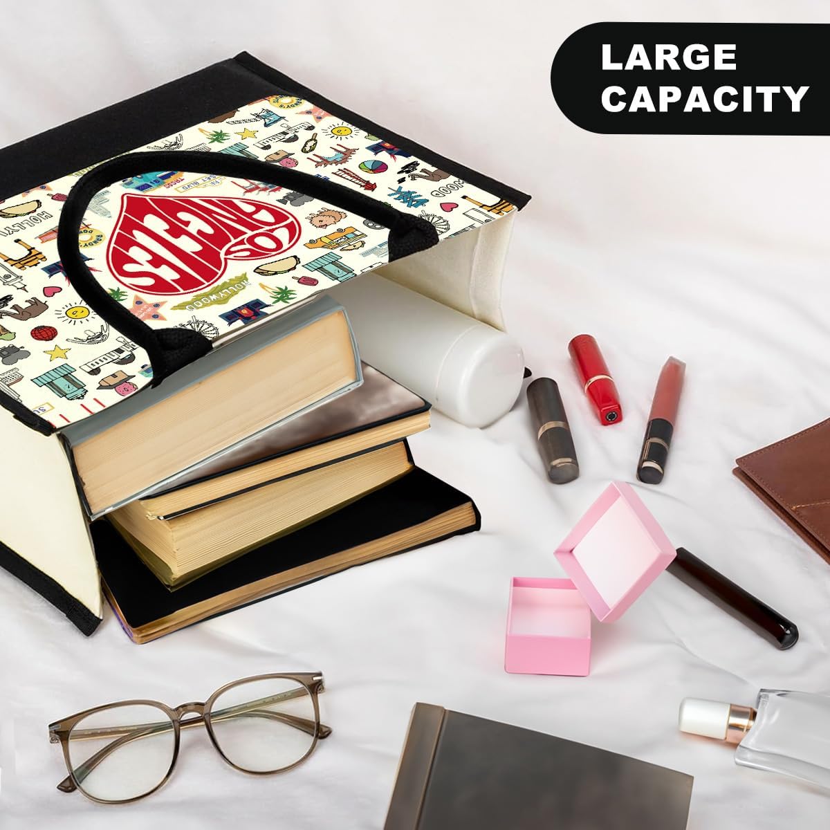 Boston Dallas Washington DC San Francisco Los Angeles China Travel Tote Bag Makeup Bag Set