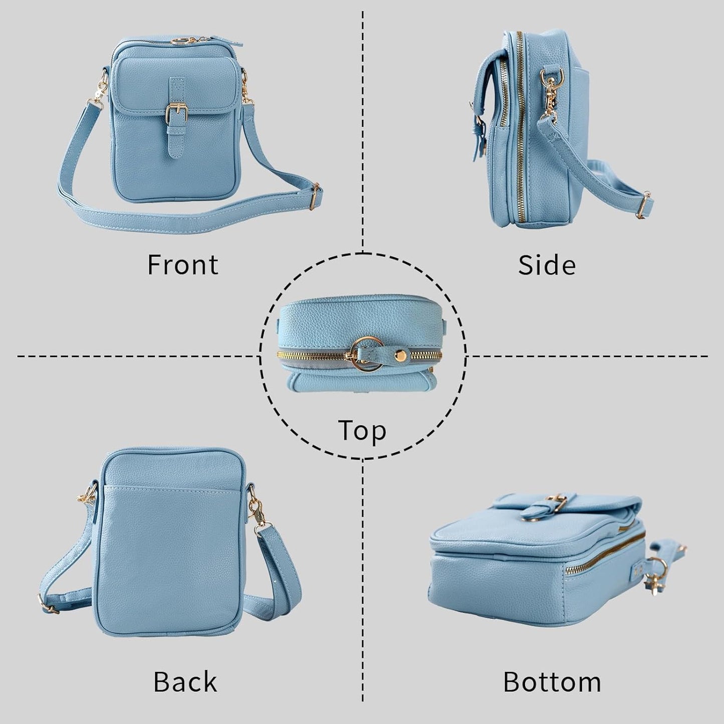 Leather Crossbody Bag for Women,Anti-Theft Messenger Bag with Large Capacity,Built-in Purse Card