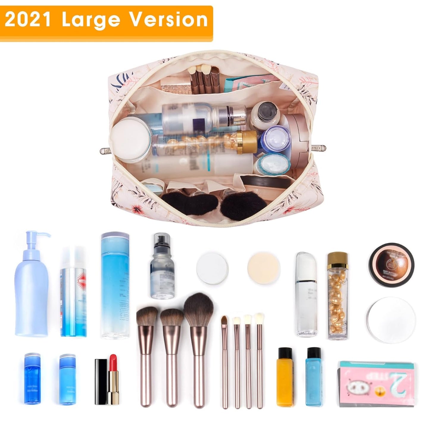 Narwey Cute Makeup Bag Travel Cosmetic Bag Organizer Toiletry Bag Make Up Bags with Compartments