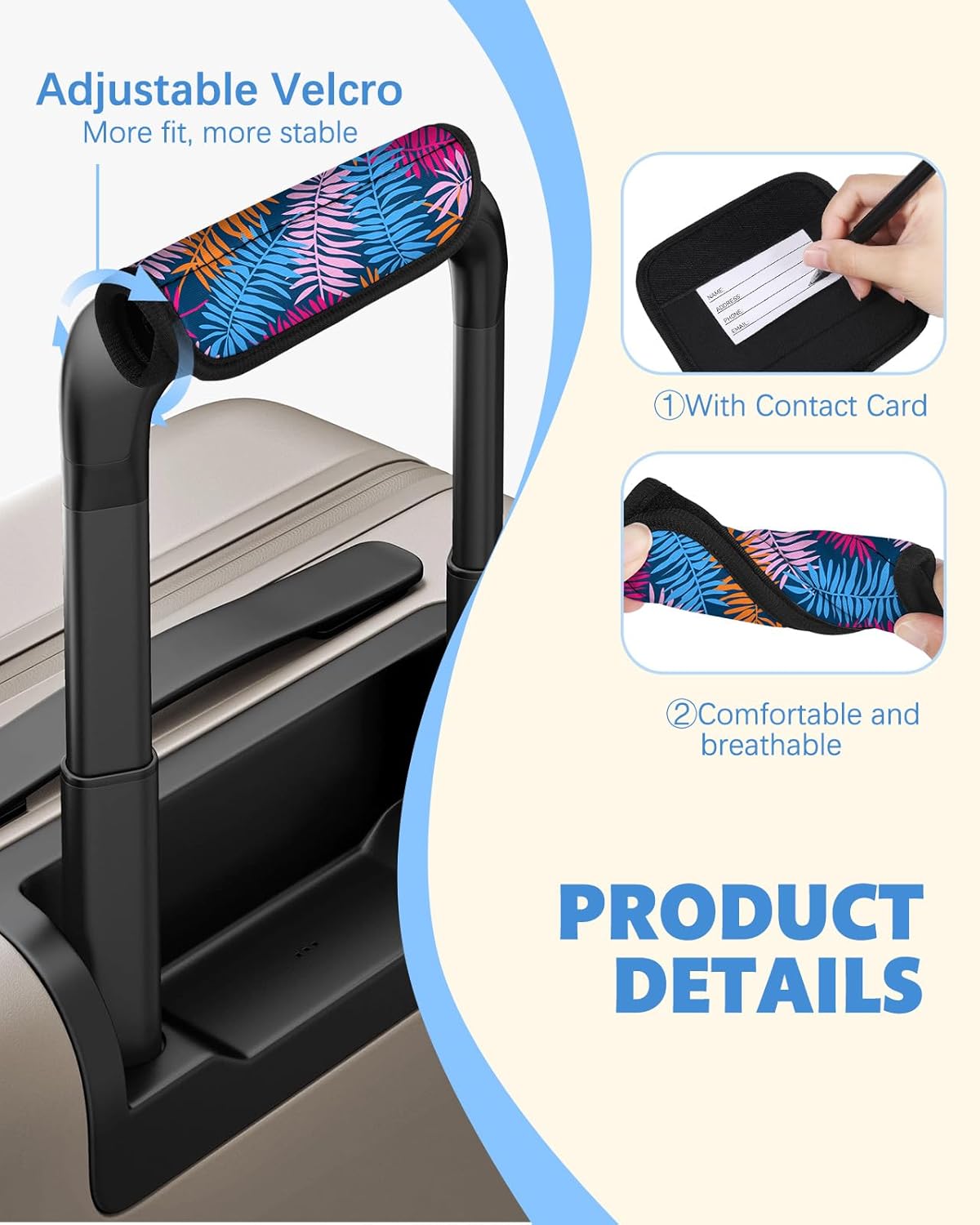 Slohif Luggage Handle Wrap 3Pcs Suitcase Identifier - Bag Strap Cover For Bogg Travel Accessories