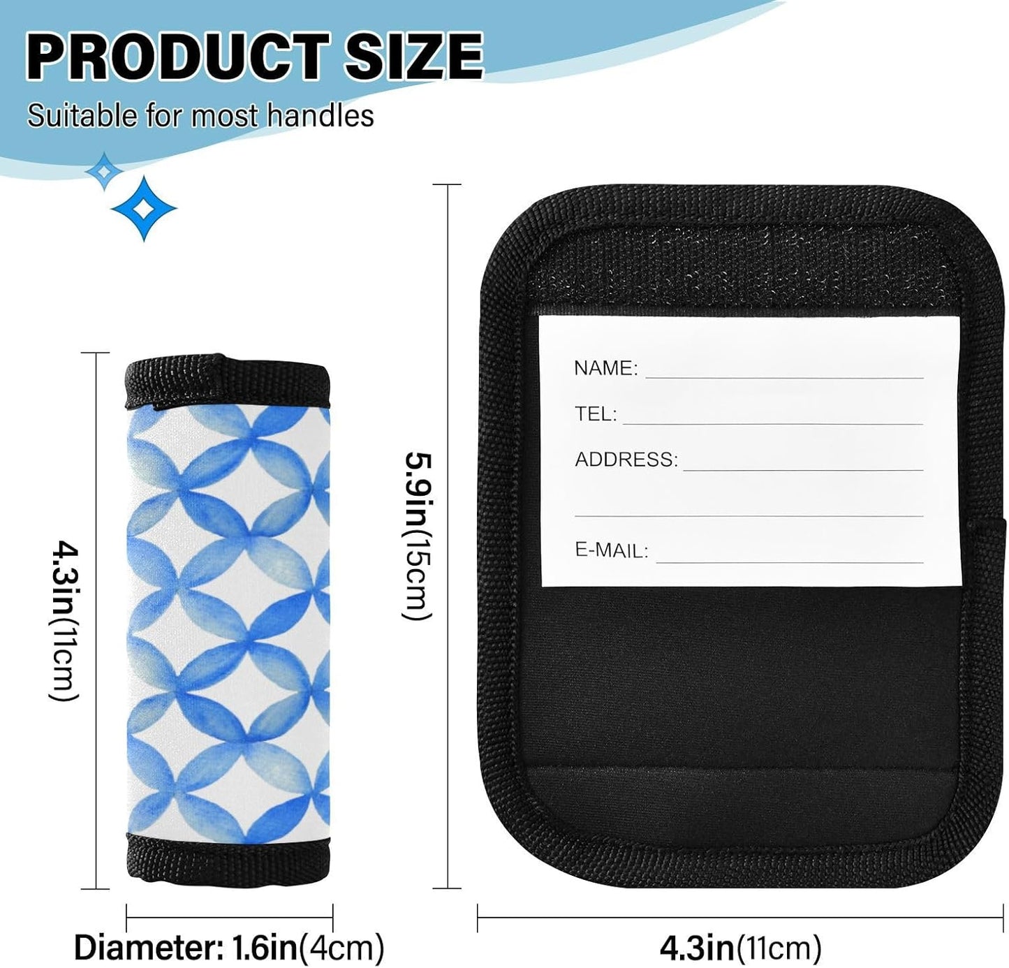 2Pcs Luggage Handle Wrap Suitcase Identifier Handle Covers Tags Soft Travel Bags Luggage Handle Gripper Accessories for Airplane Flying Blue Circle