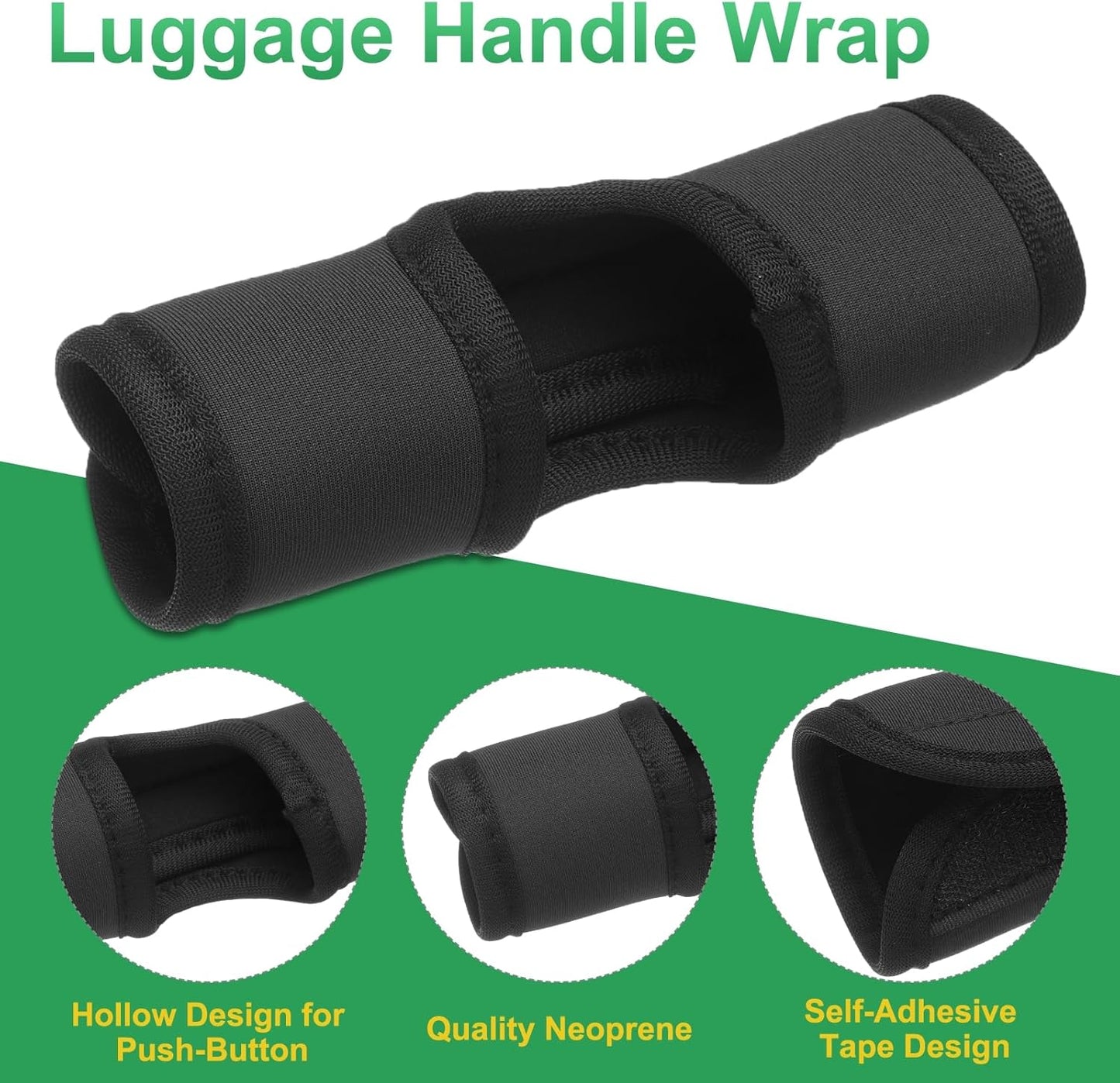 uxcell Luggage Handle Wrap, 2 Pcs Hollow Neoprene Handbag Grip Cover Protector Luggage Identifiers Suitcase Handle Wraps for Luggage Suitcase Travel Bags, Black