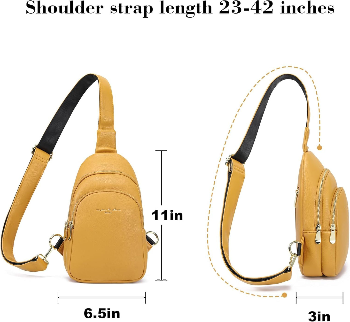 INICAT Crossbody Sling Bags Travel Cross Body Purses Faux Leather Fanny Packs Chest Bag for Women