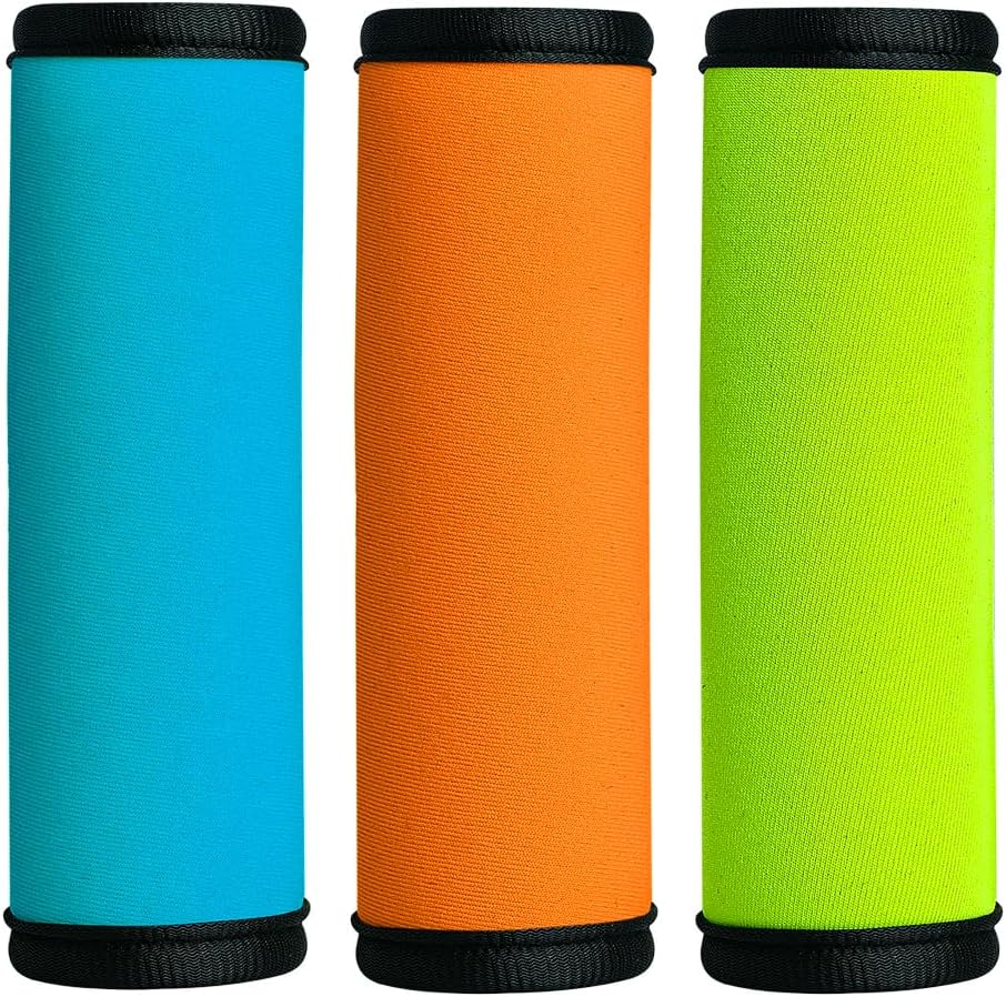 HEYSKAY 3pcs Neoprene Luggage Handle Wrap for Suitcase Identifier Travel Bag Wraps Luggage ID Tags Door Handle Protection Sleeve Cover (Orange/Green/Blue)