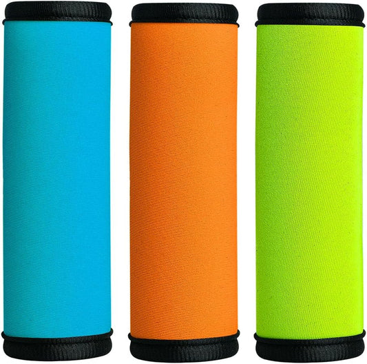 HEYSKAY 3pcs Neoprene Luggage Handle Wrap for Suitcase Identifier Travel Bag Wraps Luggage ID Tags Door Handle Protection Sleeve Cover (Orange/Green/Blue)