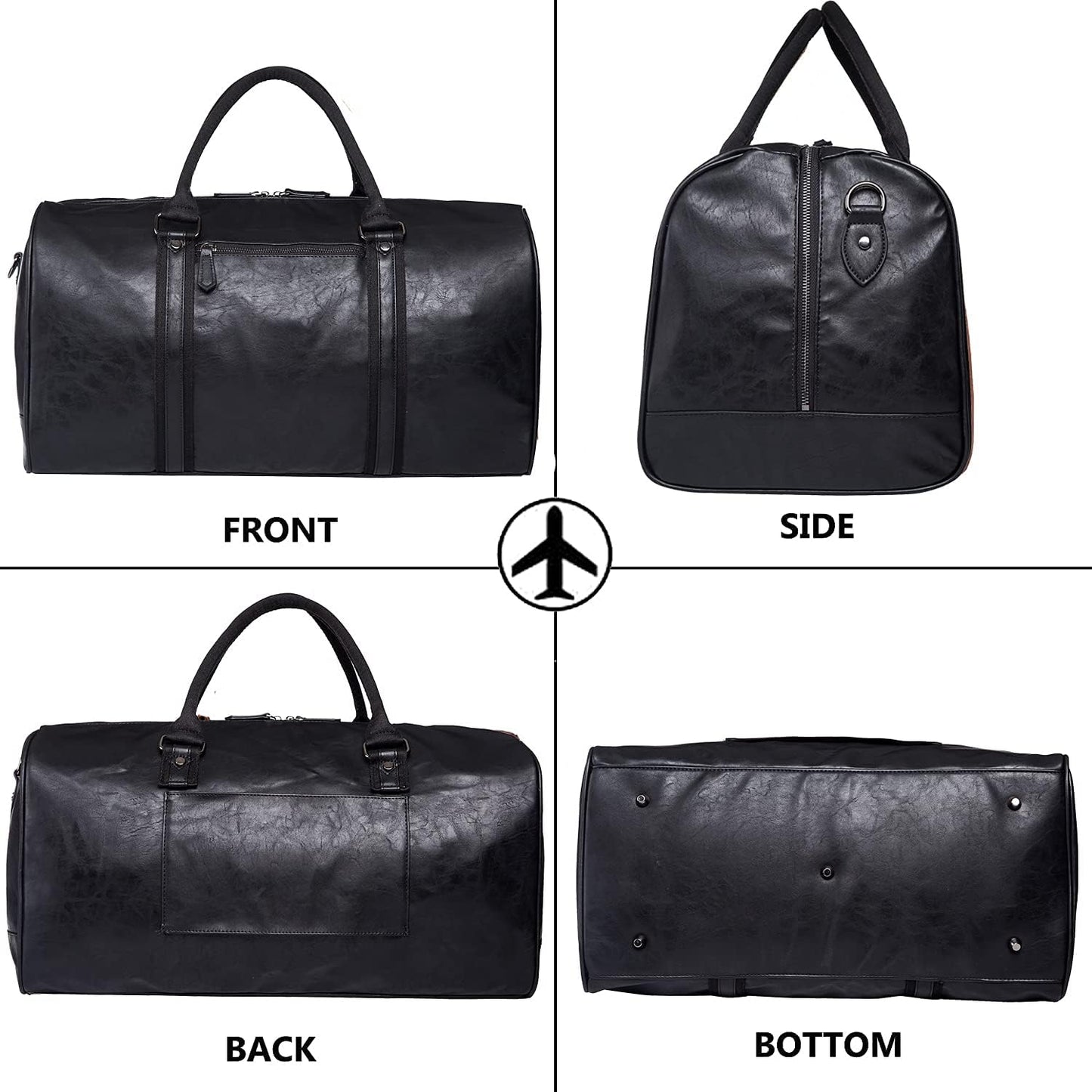 seyfocnia Oversized Duffle Travel Bag Waterproof Leather Weekend Bag Large Carry On Large Carry On Hangbag for Mens or Women