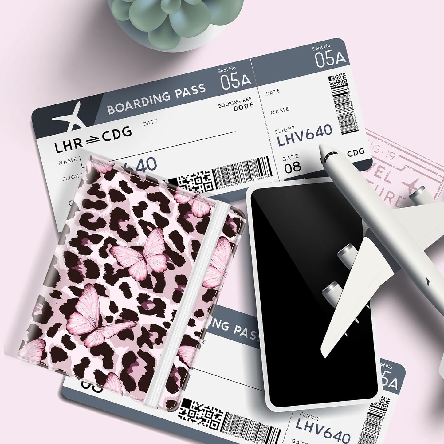Passport Holder for Travel, Cute Passport Cover for Women Men, Waterproof PU Leather Rfid Blocking Passport Wallet with Credit Card Case for Travel Family, Boys Girls Travel Essentials