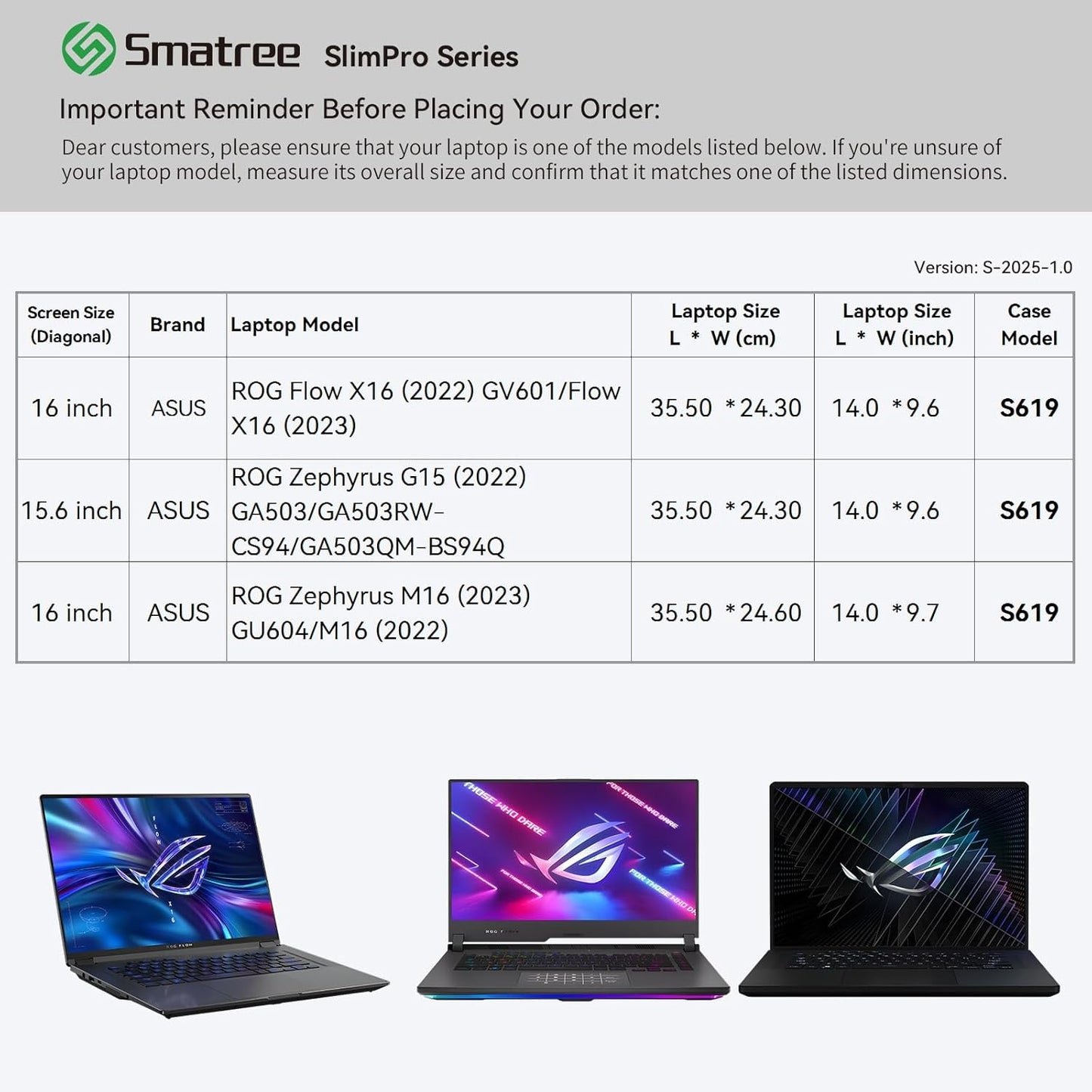 Smatree SlimPro Laptop Sleeve Case for 16 inch ASUS ROG Flow X16 2023/X16 2022 GV601, for 15.6 inch ASUS ROG Zephyrus G15 2022 GA503,for 16inch ROG Zephyrus M16 2023 GU604/M16 2022,Light Grey (S619LG)