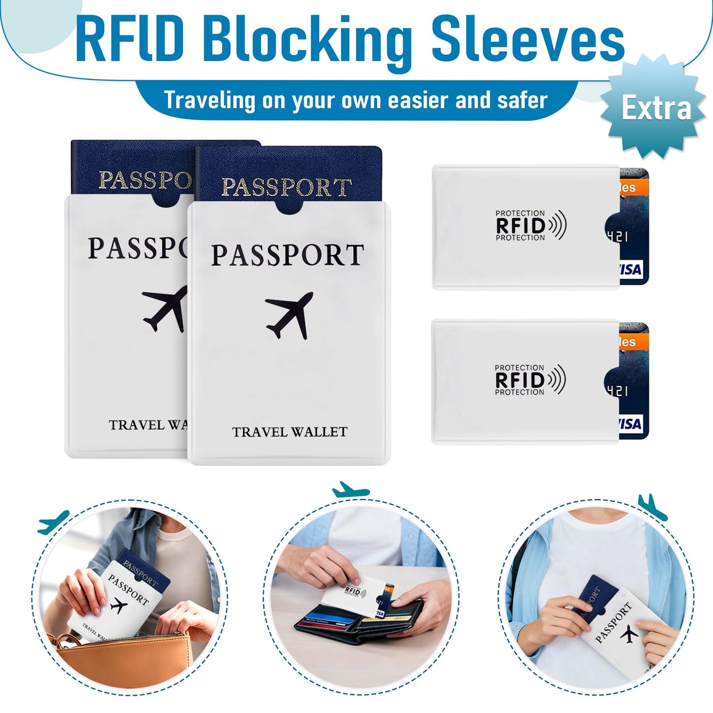 Magimack Passport Holder for Travel, RFID Blocking Wallet for Family, Grey