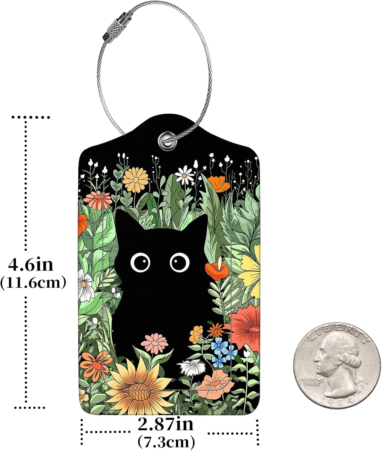 2 Pcs Luggage Tags for Suitcase, Cute Unique PU Leather Travel Bag Tag with Privacy Cover ID Label Address Card and Durable Metal Ring Suitable for Men Women Children Backpack,Cat in The Bush
