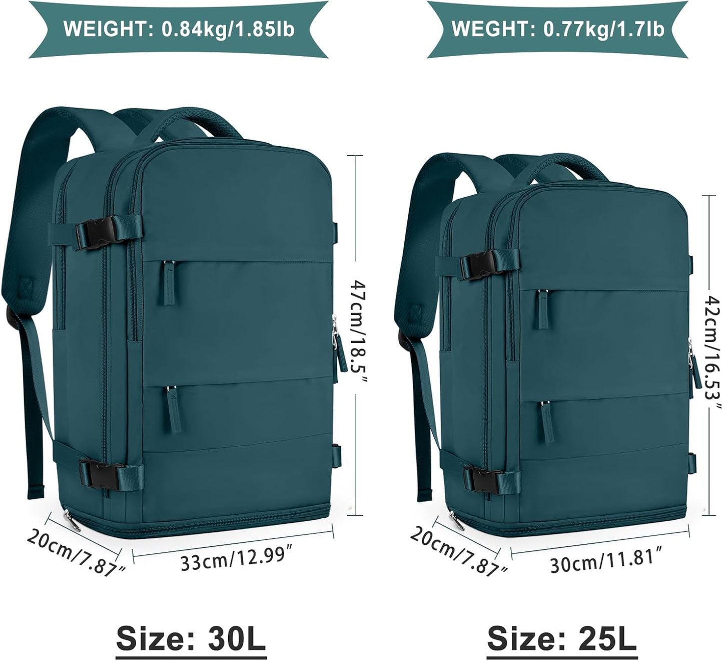 coowoz Large Travel Backpack For Women Men,Carry On Backpack Flight Approved,Hiking Backpack Waterproof Outdoor Sports Rucksack Casual Daypack Fit 15.6 Inch Laptop Shoes Compartment,30L(Peacock Blue)