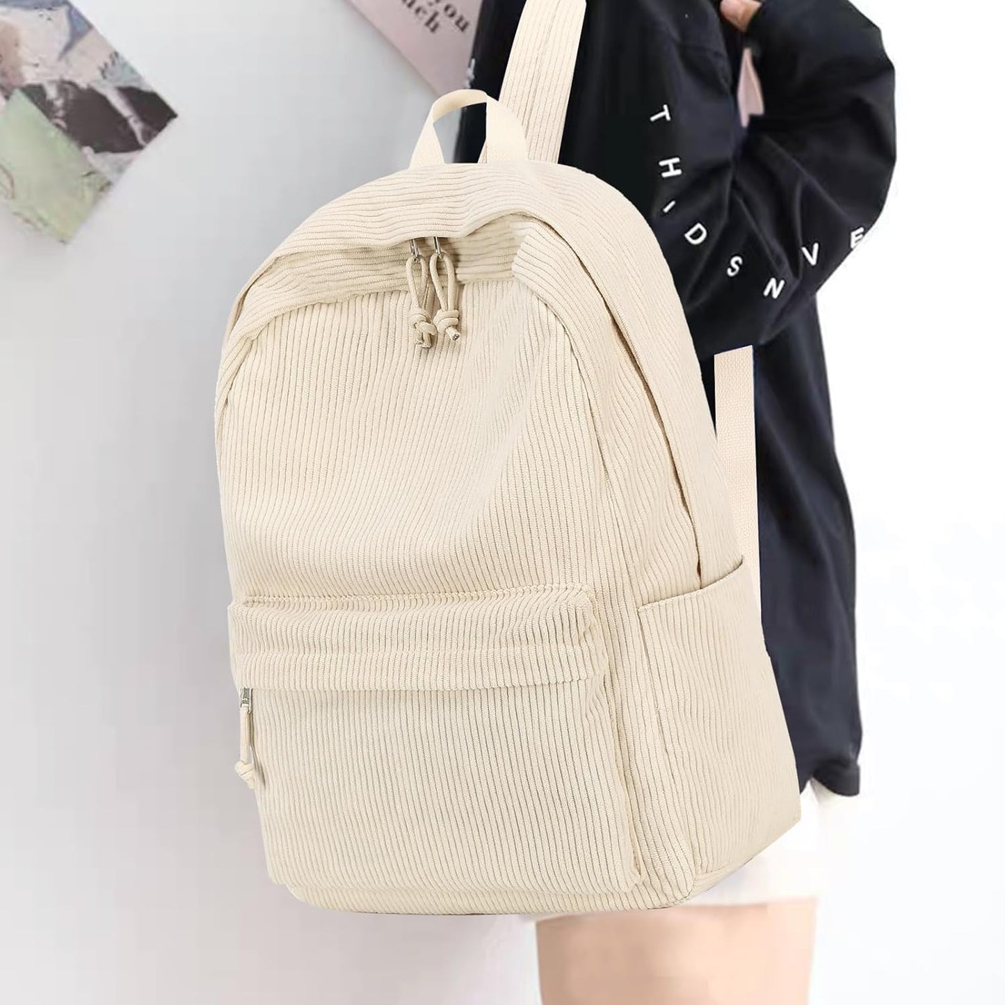 School Backpack for Teen Girls Bookbags Elementary High School Corduroy Laptop Bags Women Travel Daypacks