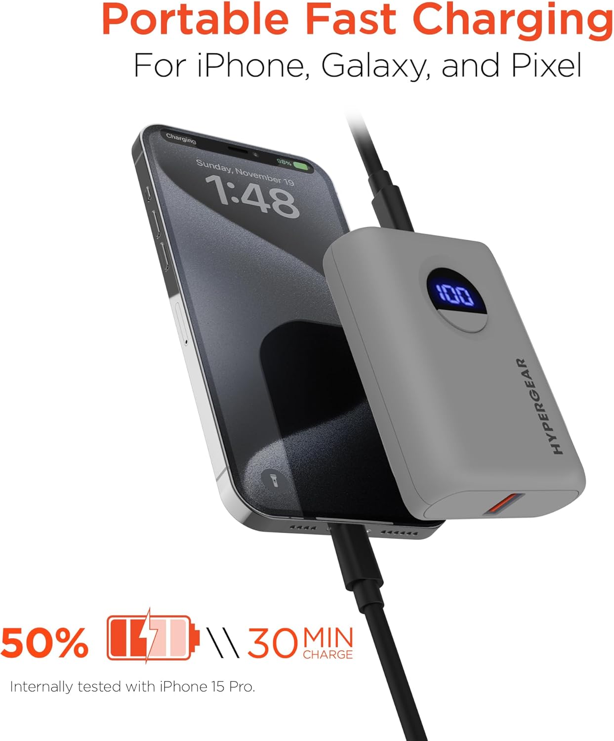 HyperGear Travel Portable Charger Power Bank Pro+, 10,000mAh, 20W USB-C PD Battery Pack Charger, Portable Power Bank Fast Charging Ports, LED Cell Phone Travel Battery Pack Powerbank for iPhone & More
