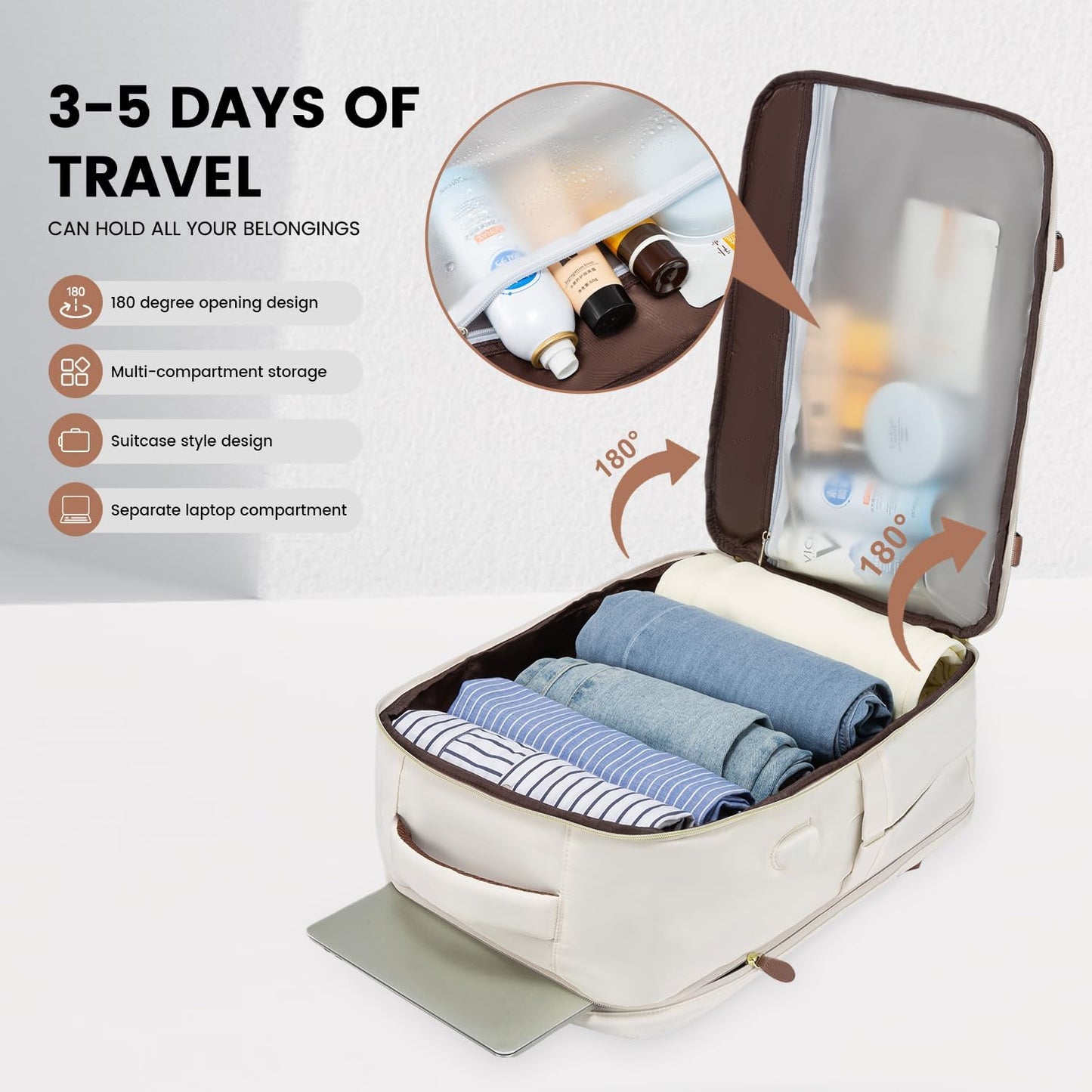 LOVEVOOK Travel Backpack for Women, 40L Carry On Backpack with 3 Packing Cubes,TSA Personal Item Travel Bag Airline Approved, Water Resistant Weekender Overnight Luggage Daypack, Fits 17 Inch Laptop
