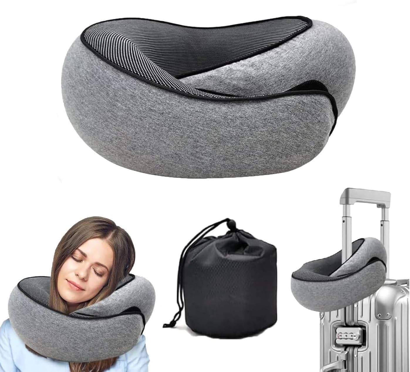 WEERSHUN Travel Pillow for Airplanes, 2026 New Memory Foam Neck Pillow with Chin Wrap for