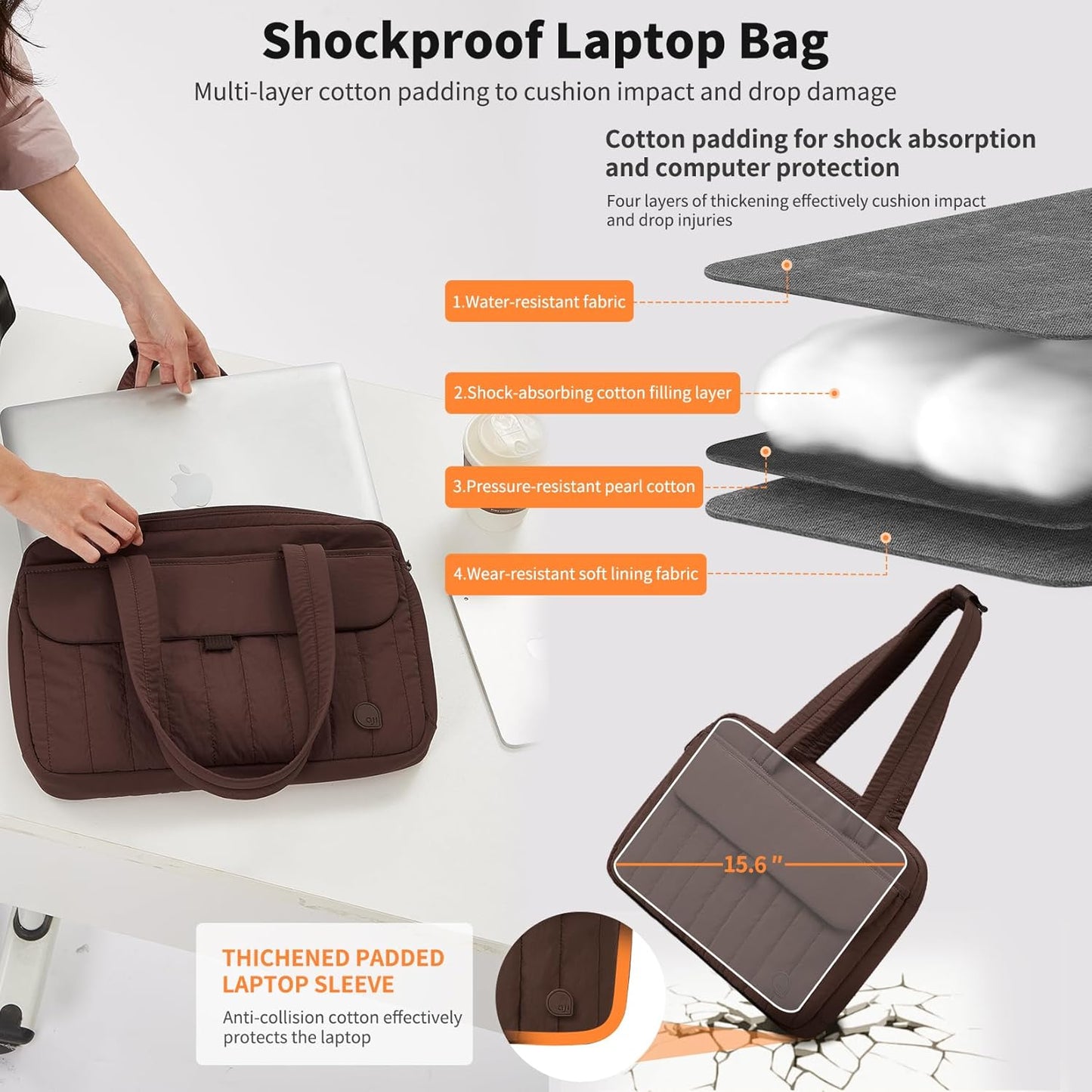 aji Laptop Tote Bag for Women, 14Inch & 16 Inch Laptop Tote Bag with Luggage Trolley Strap for Work/Travel/College/Daily