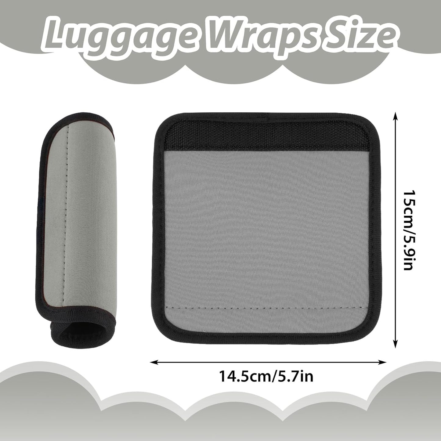 2 Pack Luggage Handle Wraps for Suitcase Bright Color Luggage Handle Covers Suitcase Tags identifiers Travel Accessories for Airplane/Flying (Grey)
