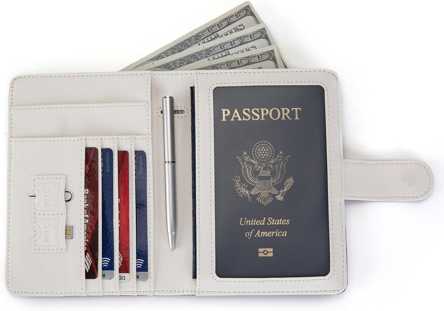 Passport Holder for Travel Essentials, RFID Blocking Passport Wallet Cover with Magnetic Closure, Passport Book Holders for Women and Men (Cherry)