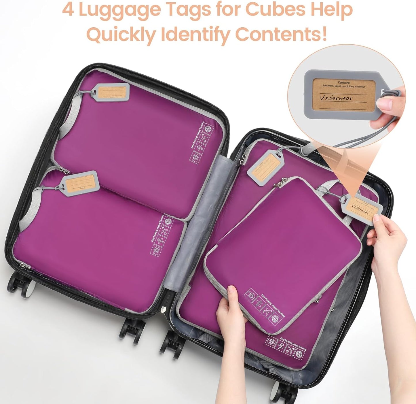 Cambond Compression Packing Cubes for Travel Women - Travel Bags Luggage Organizers Travel Essentials Compression Cubes for Travel Carry on Suitcases Organizer