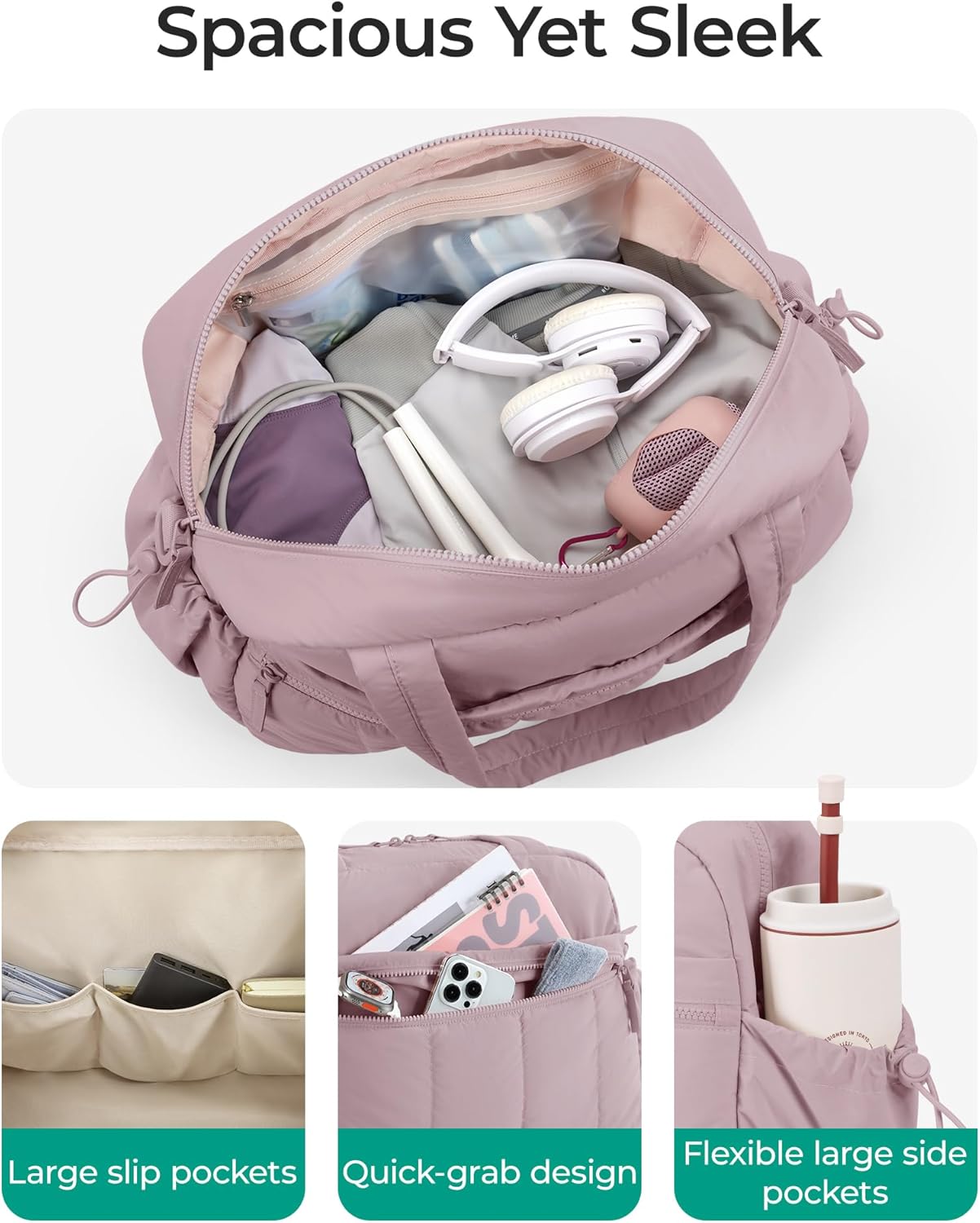 BAGSMART Gym Bag for Women, Duffle Bag for Travel with Wet Pocket, Lightweight Carry on Weekender Duffel, Water Resistant