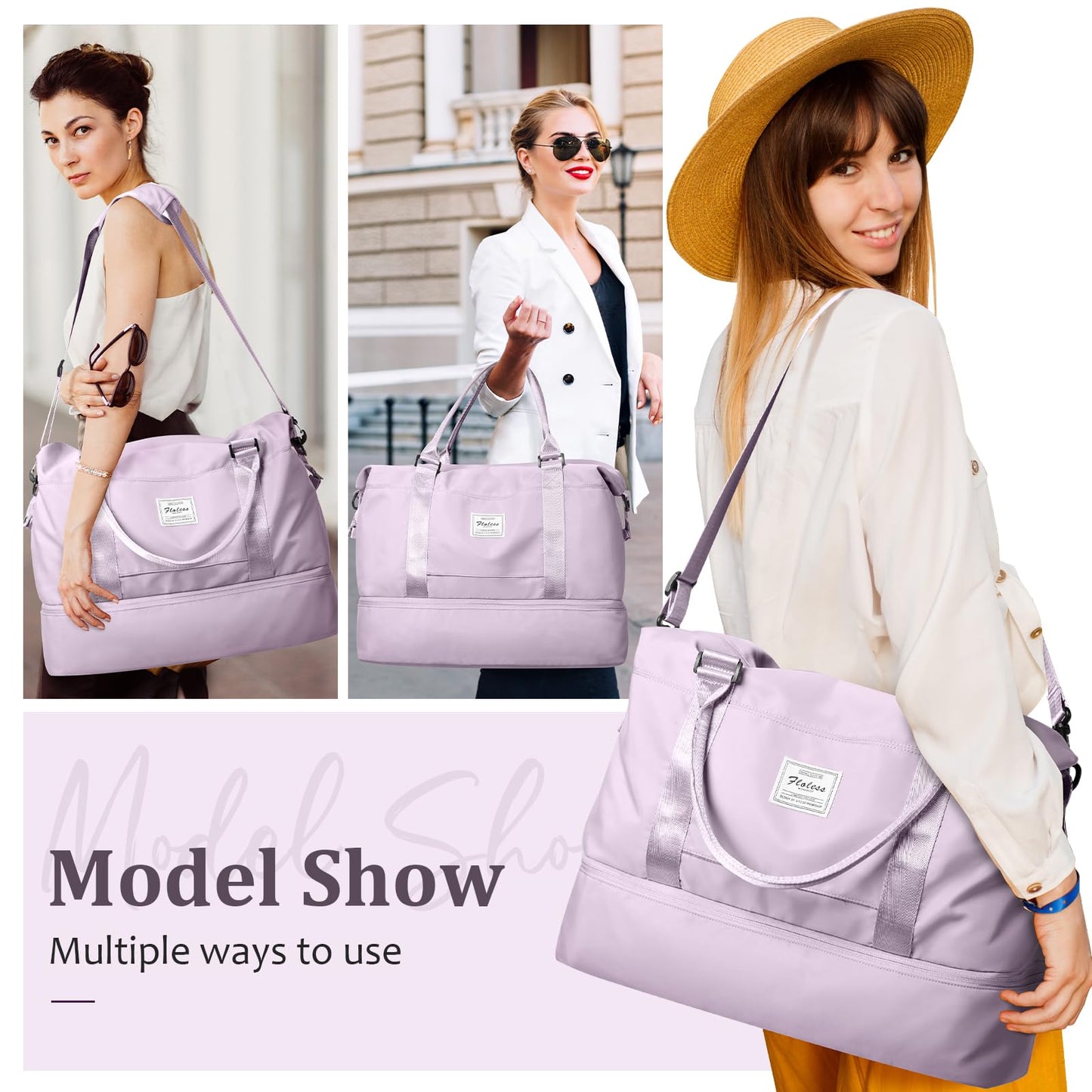 Weekender Bags for Women, Personal Item Travel Bag with Shoes Compartment