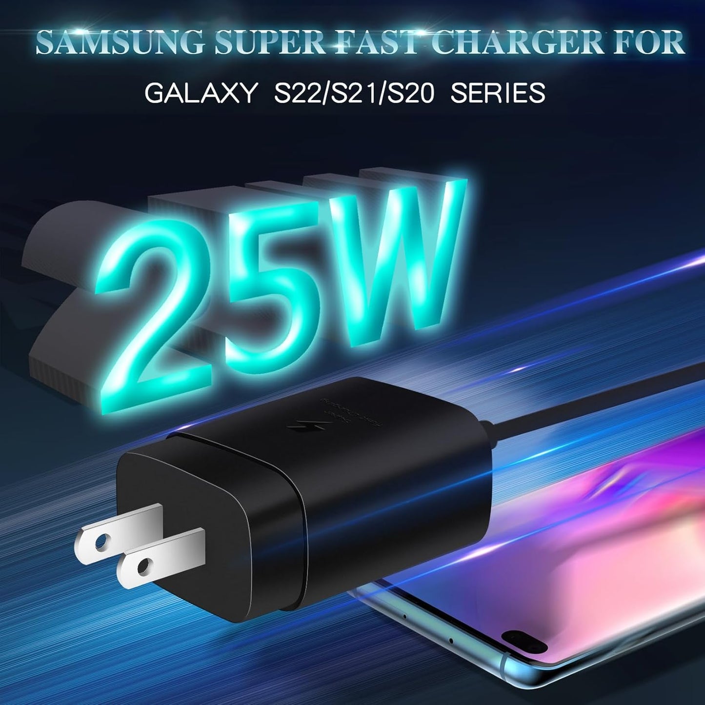 Samsung Super Fast Charger,Samsung Charger Fast Charging Block,3Pack 25WSamsung USB C Wall Charger,10FT Quick USBC Cable for SamsungGalaxy S25 Ultra/S24+/S23/S22/S21/S20+/A14/Z Fold 7/6/5/Z Flip 7/6/5