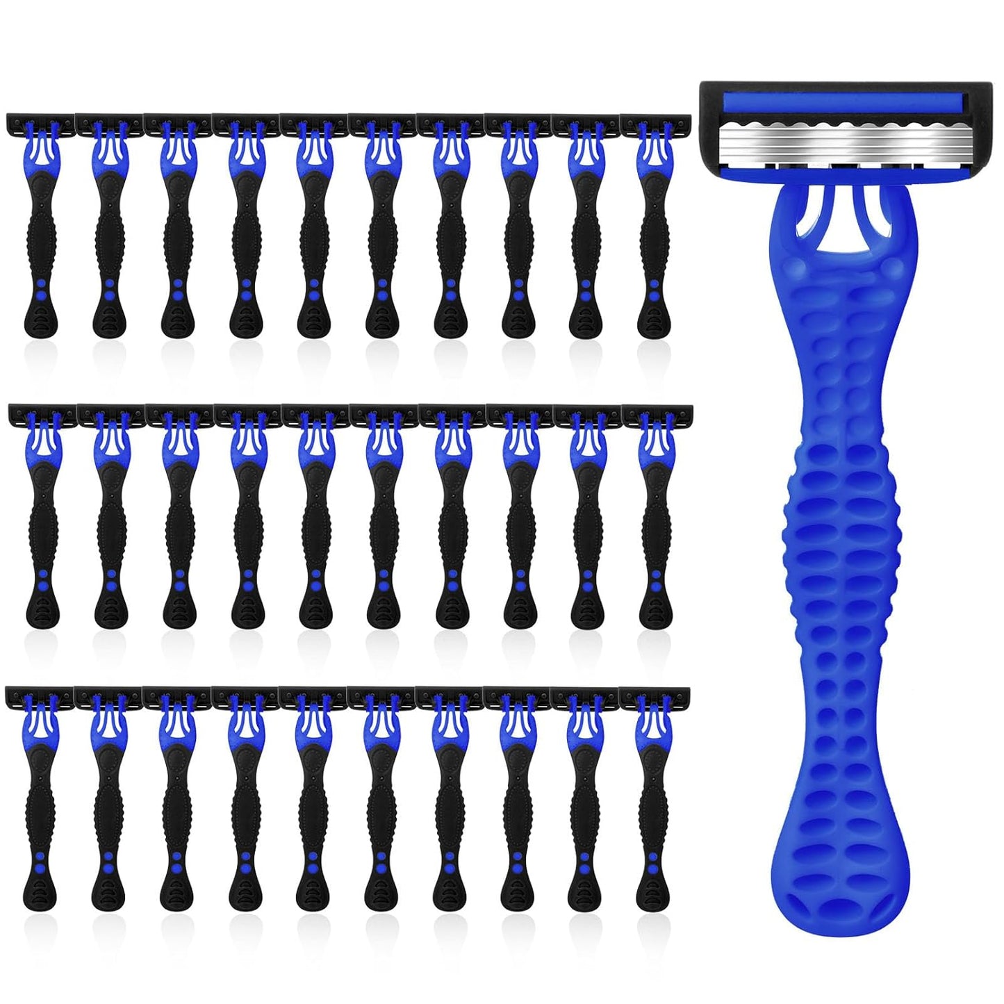 30 Pcs Sensitive Men's Disposable Razors Bulk 5-Blade Disposable Head Razor for Sensitive Skin for Hotels, Travel, Business Trips, Gyms, SPA, Donations, Gifts, Etc.