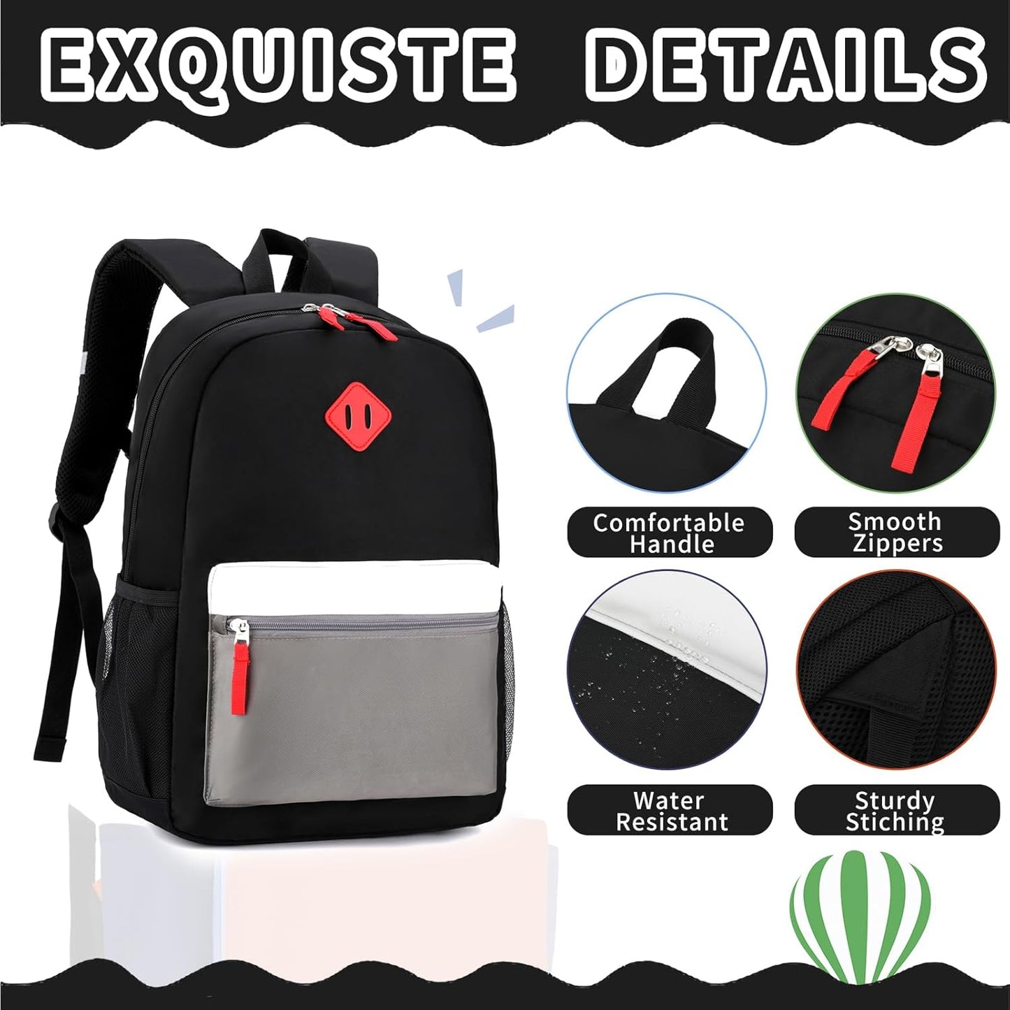 Toddler Backpack, 12inch Preschool Backpack for Kids Boys and Girls 2-4 Kindergarten Preschool Bookbag with Chest Buckle (Black Grey, Small)
