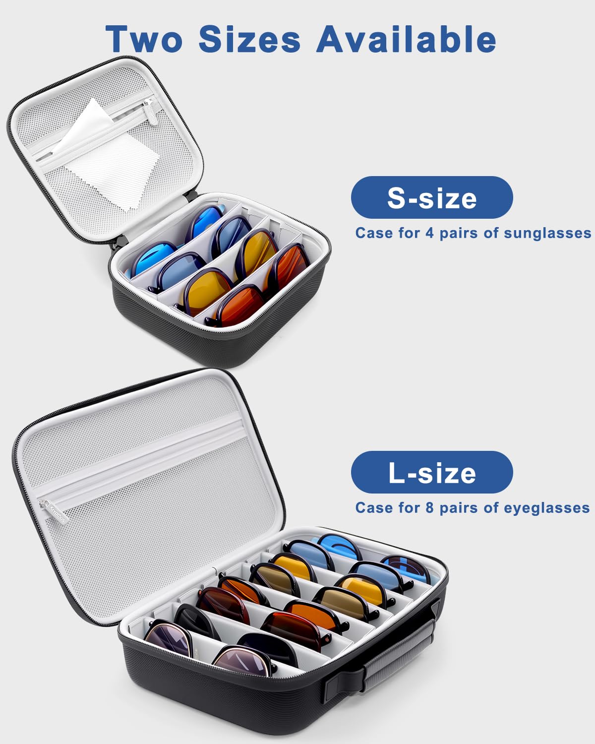 Portable Travel Sunglasses Organizer Case for 4 Pairs glasses for Men Women